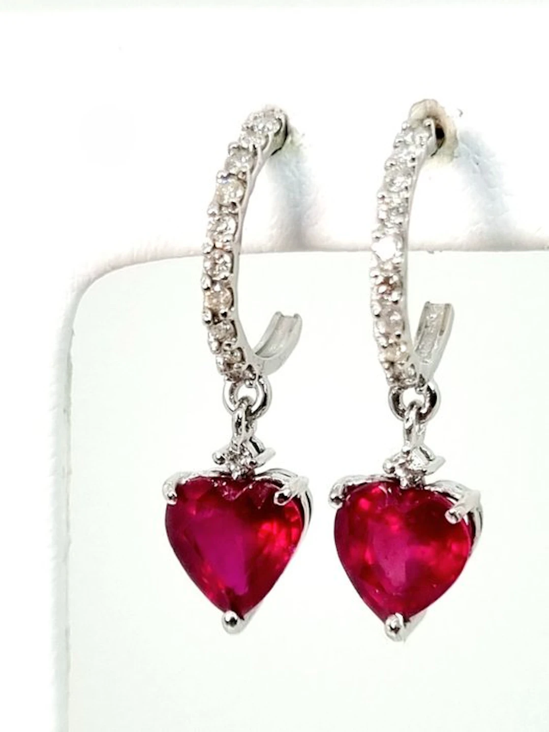 Earrings - 18 kt. White gold Ruby - Diamond