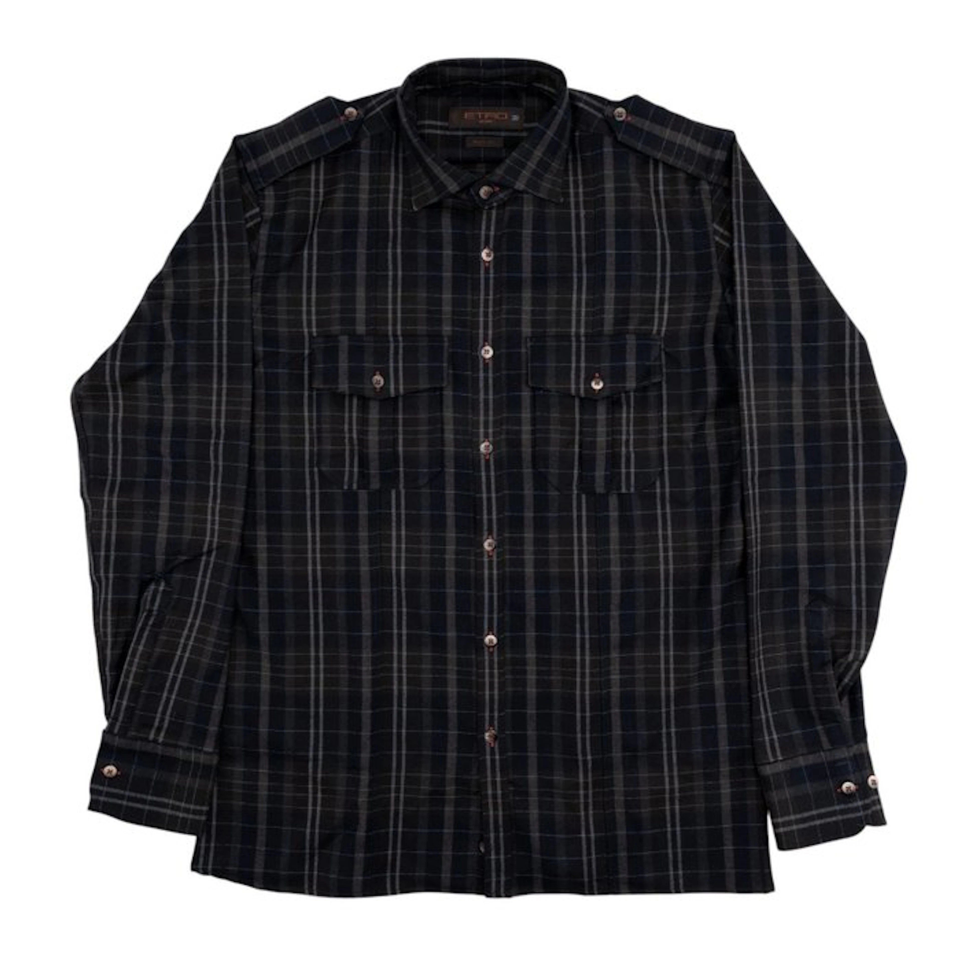 ETRO MILANO - 15.5 - 39 - Safari Shirt Striped Blue Slim...