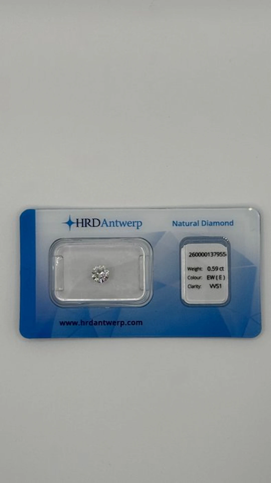 1 pcs Diamond (Natural) - 0.59 ct - Round - E - VVS1...