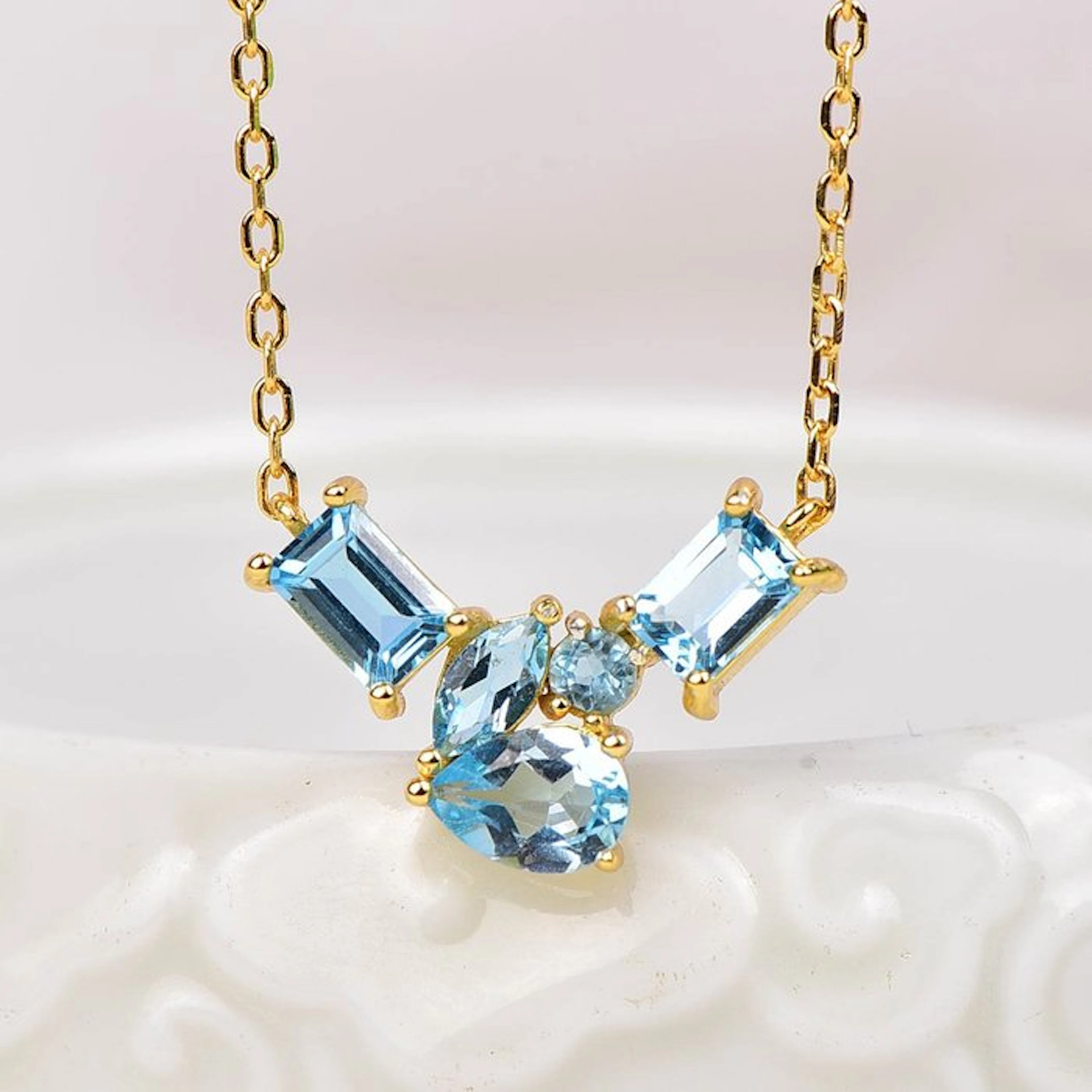 No reserve price - Necklace Silver - Topaz - Certified