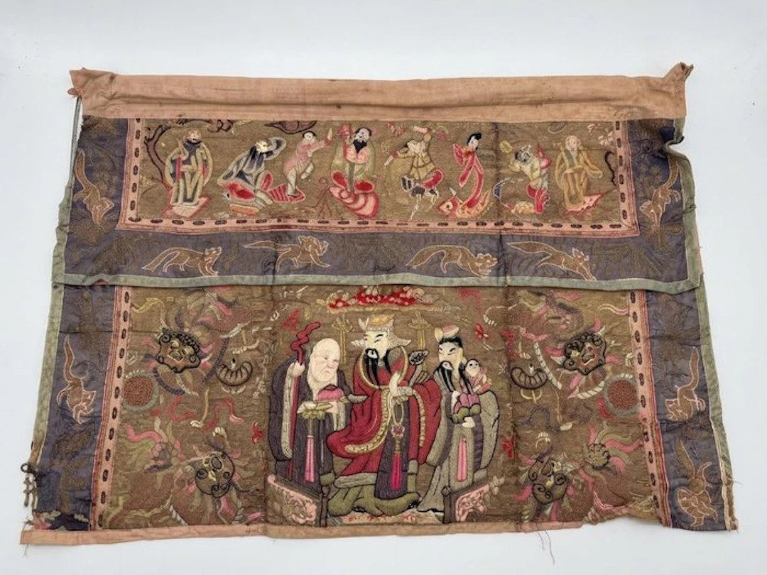 Antique Altarpiece - Linen, Cotton, Silk - 1850-1900 - altar valance of Tok Wi