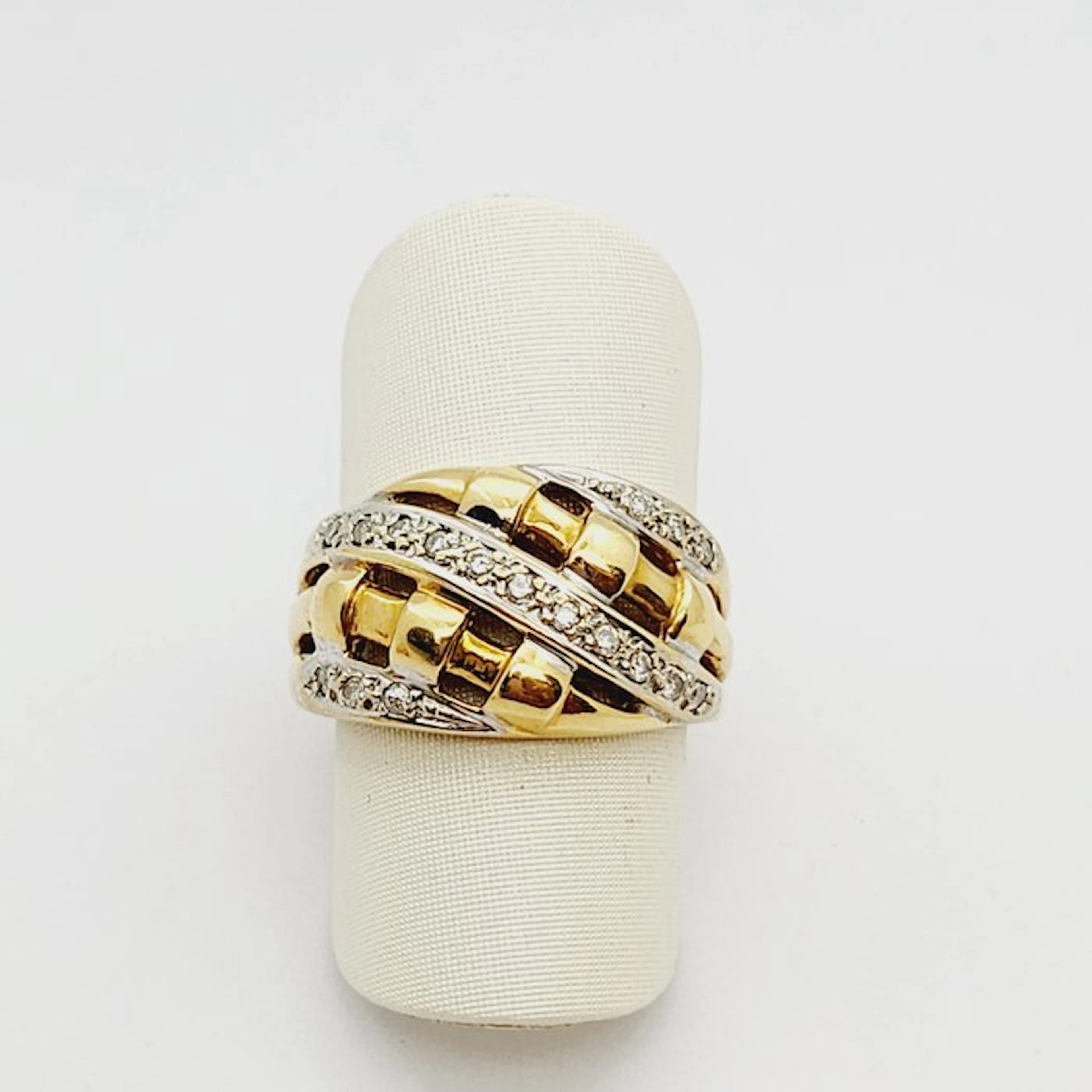 Ring - 18 kt. Yellow gold, White gold - 0.13ct. tw. Diamond (Natural)