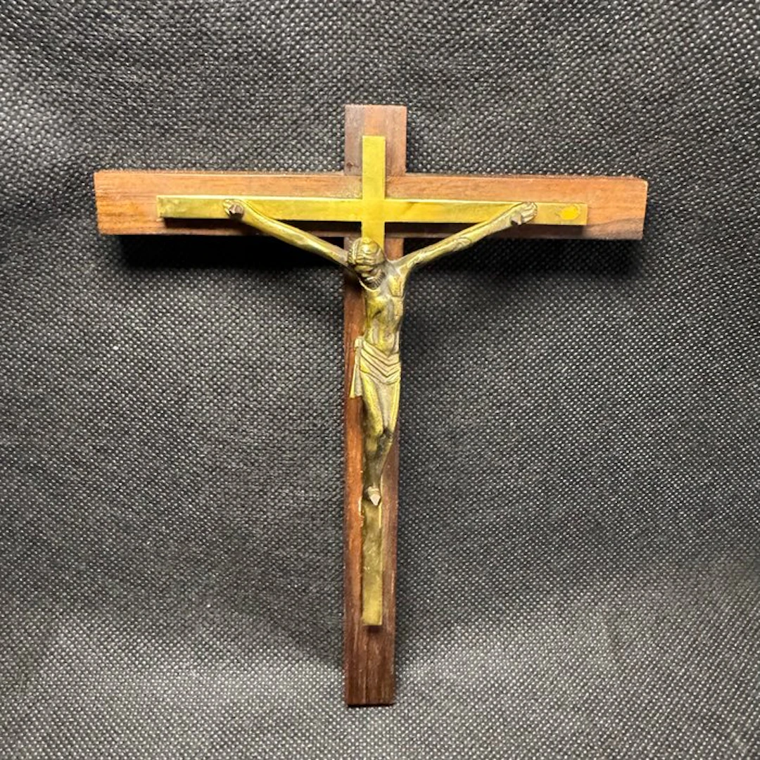 Robert MERMET - Crucifix - 24 cm - Bronze, Wood - 1950-1960