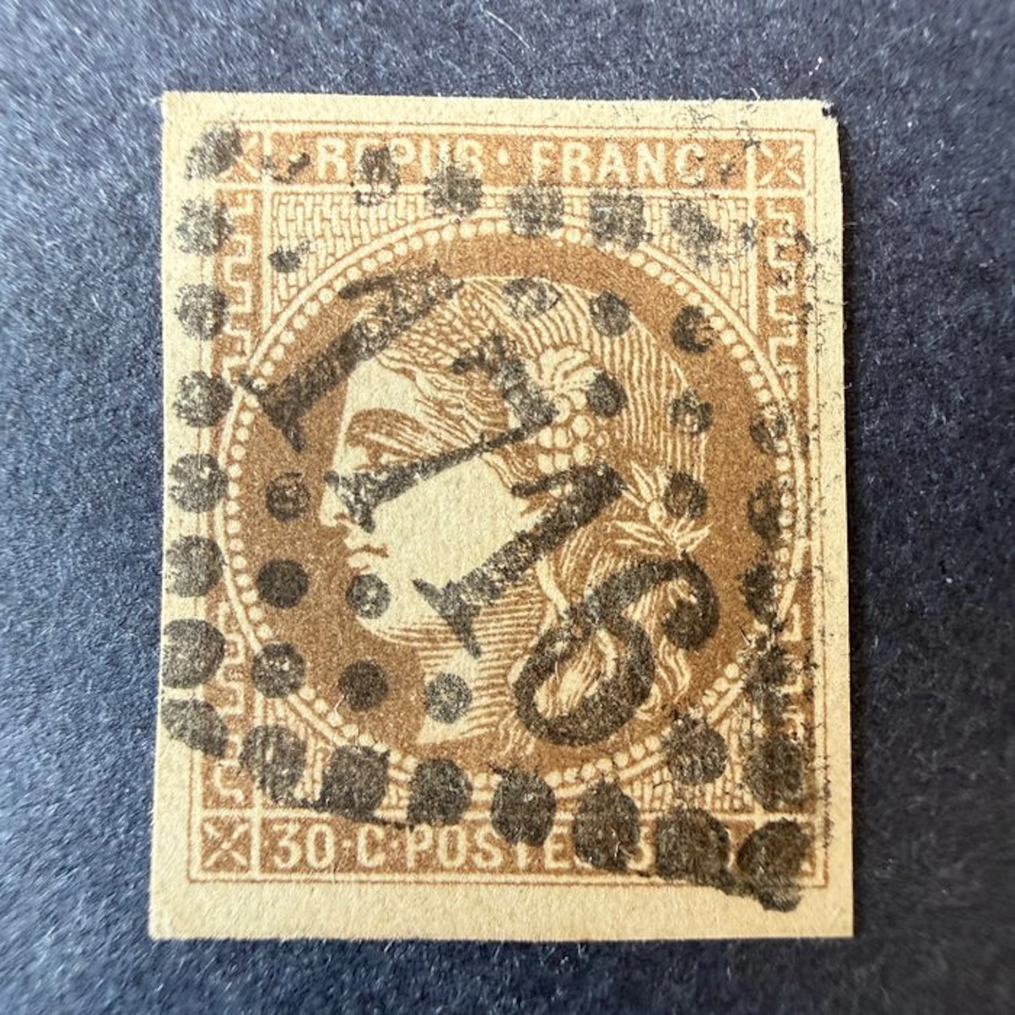 France - Yvert 47 "Bordeaux 30c brown" cancelled. Very good.