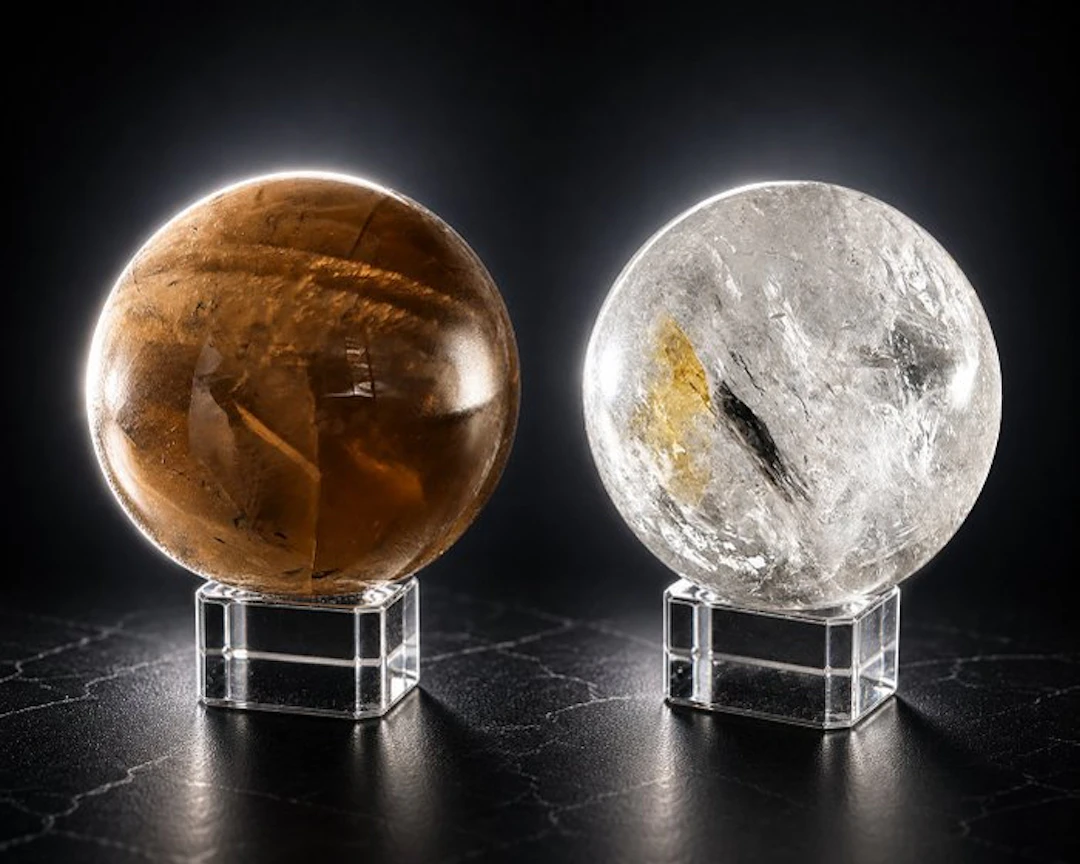 High Quality Clear & Smoky Quartz Sphere from Brazil –...