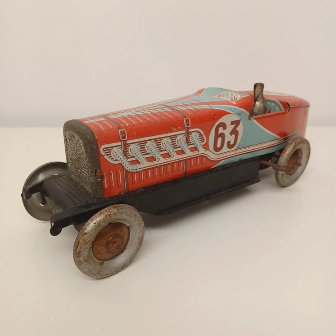 M L Paris - Tin toy car - Bugatti n. 63 - 1930-1940 - France