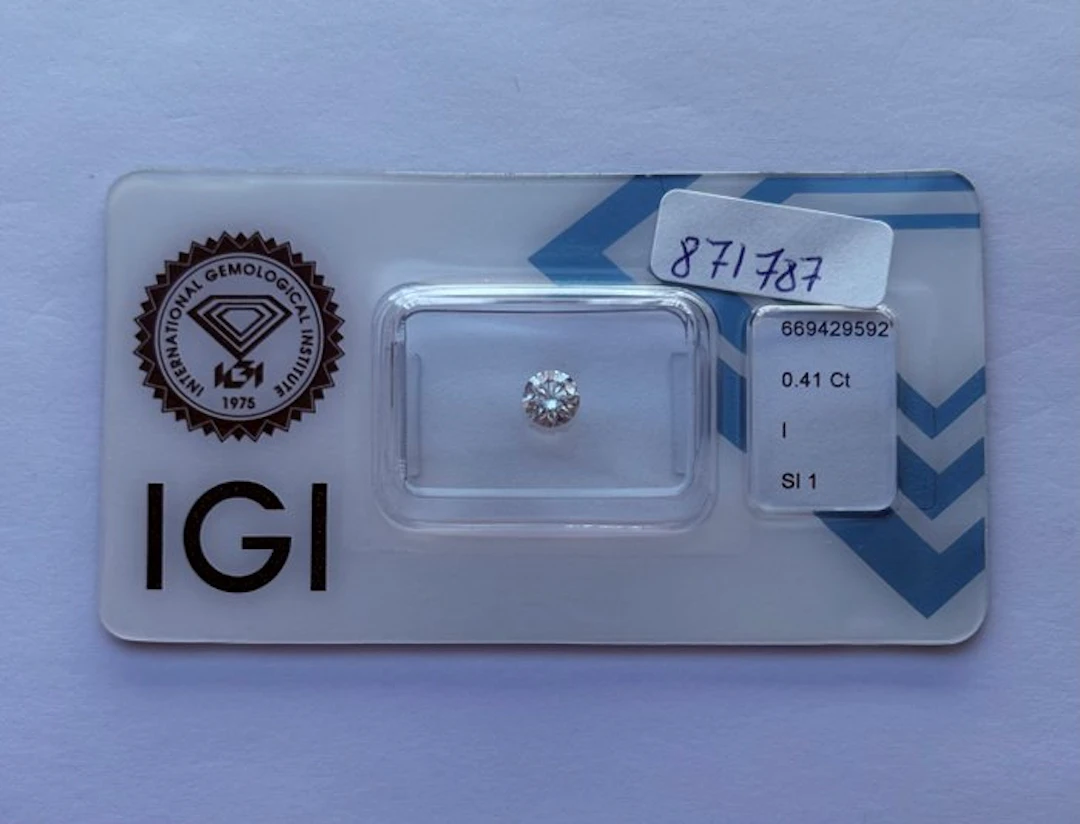 1 pcs Diamond (Natural) - 0.41 ct - Round - I - SI1...