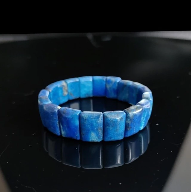 Natural lapis lazuli bracelet sprinkled with pyrite
