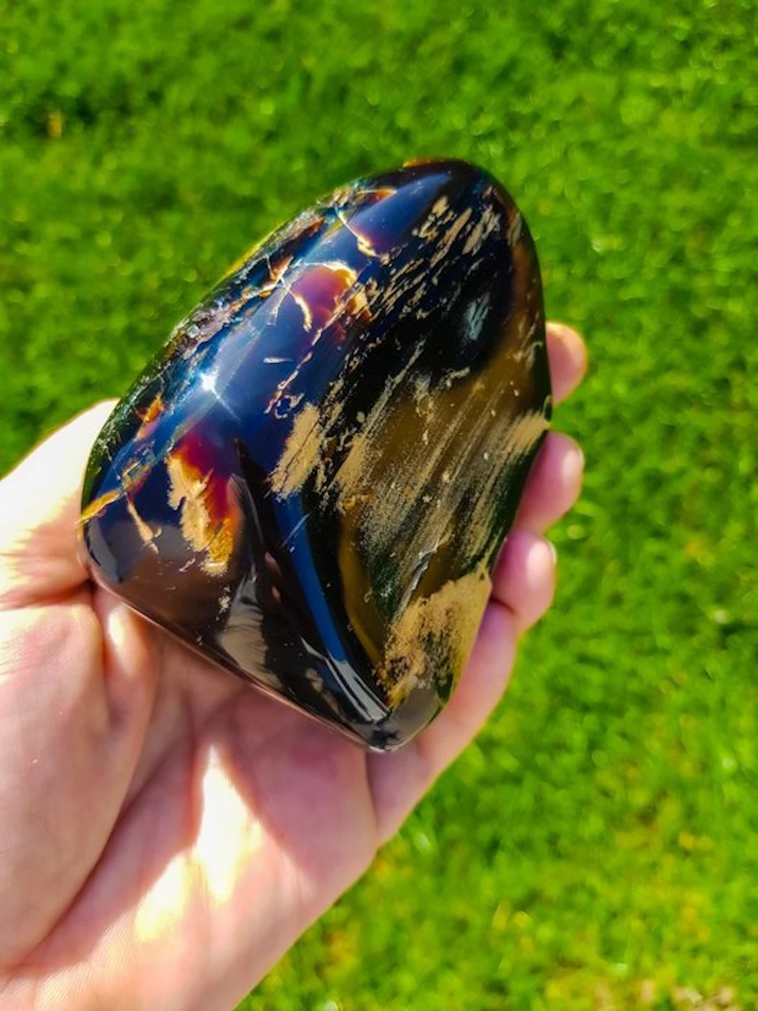 Amber - Amber - HQ Freeform Blauwe Barnsteen - 9.5 cm...