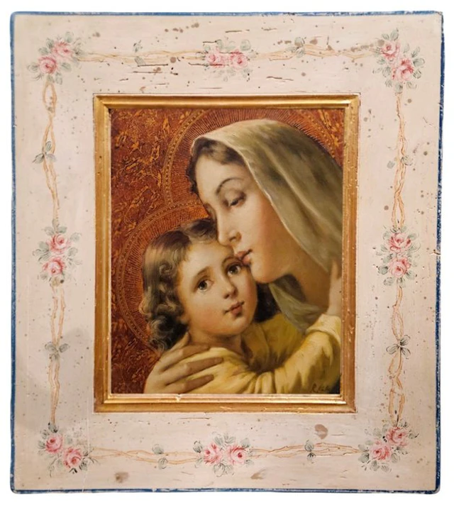 scuola europea - Madonna con bambino - 70 x 80 cm