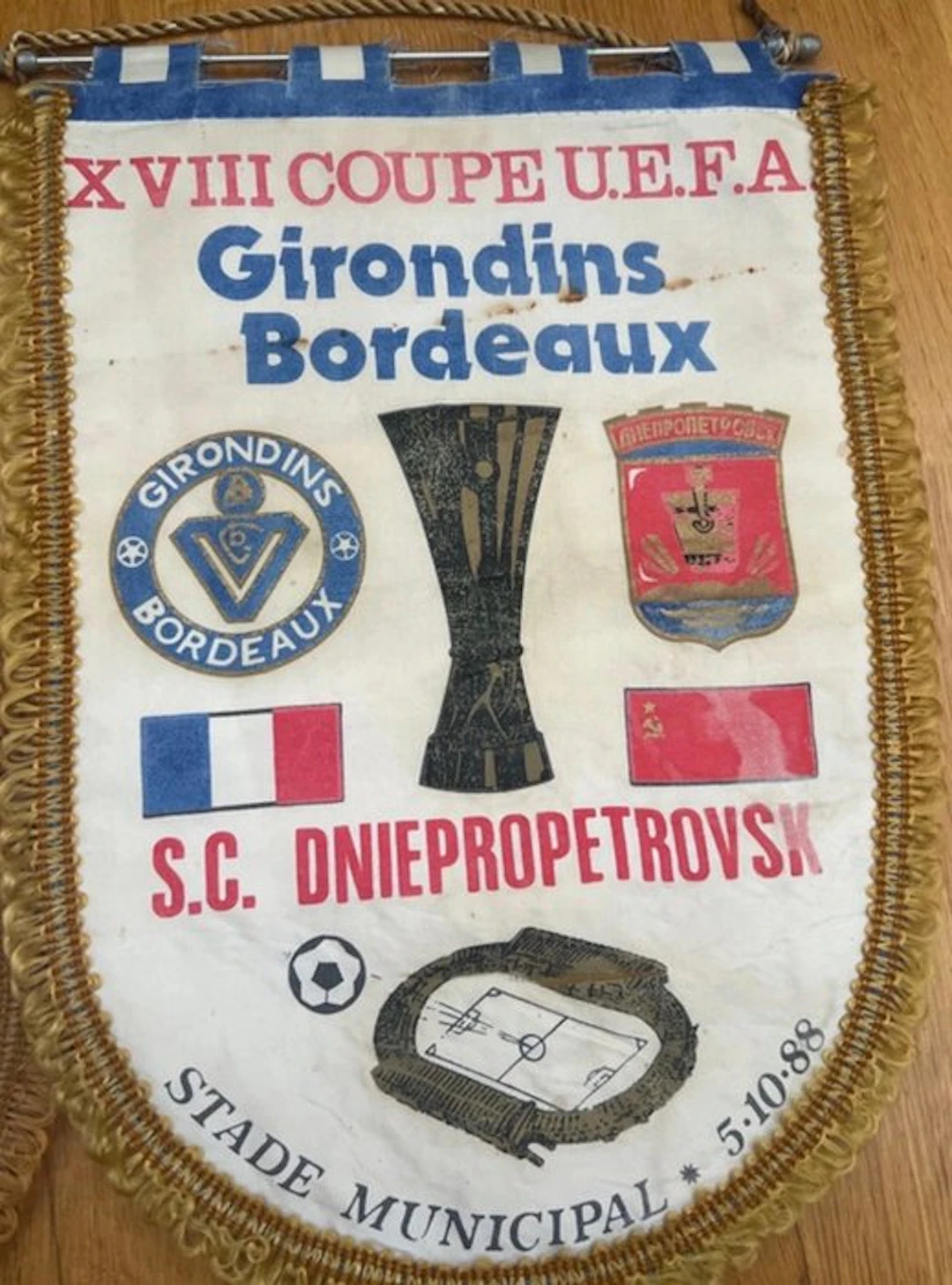 Girondins Bordeaux - UEFA Cup - 1988 - Flag / pennant