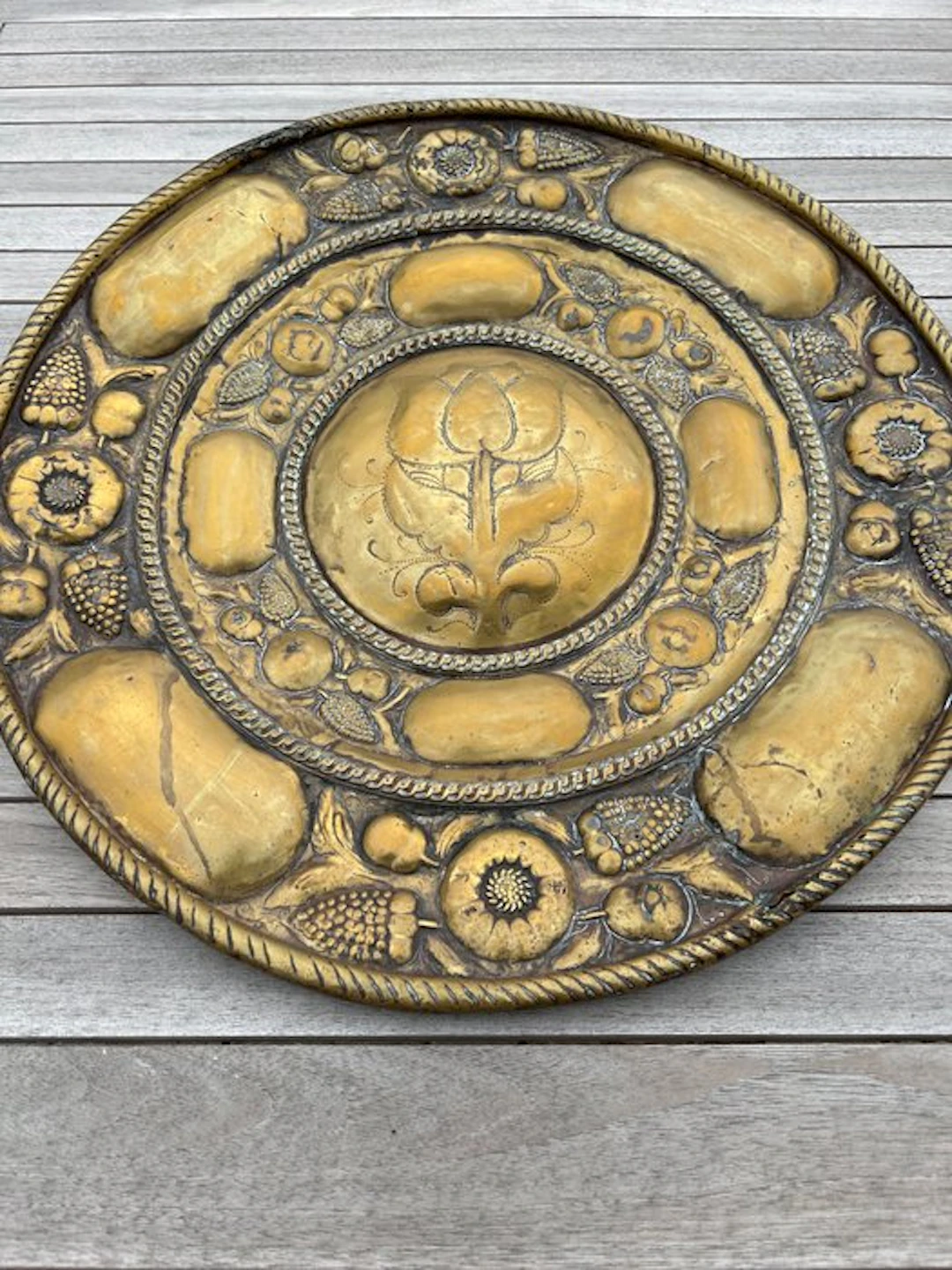 handgedreven atelier - Wall plate - groot koperen...