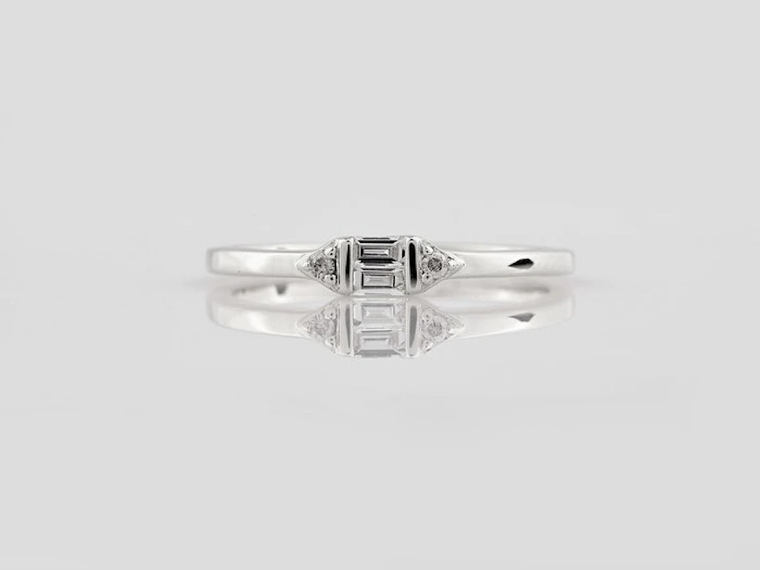 Ring - 14 kt. White gold - 0.10ct. tw. Diamond (Natural)
