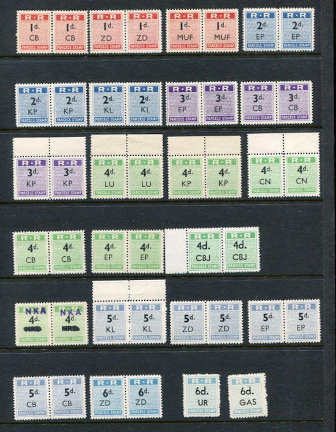 Rhodesia 1957 - RHODESIA 1957 RAILWAY PARCEL MNH Pairs...