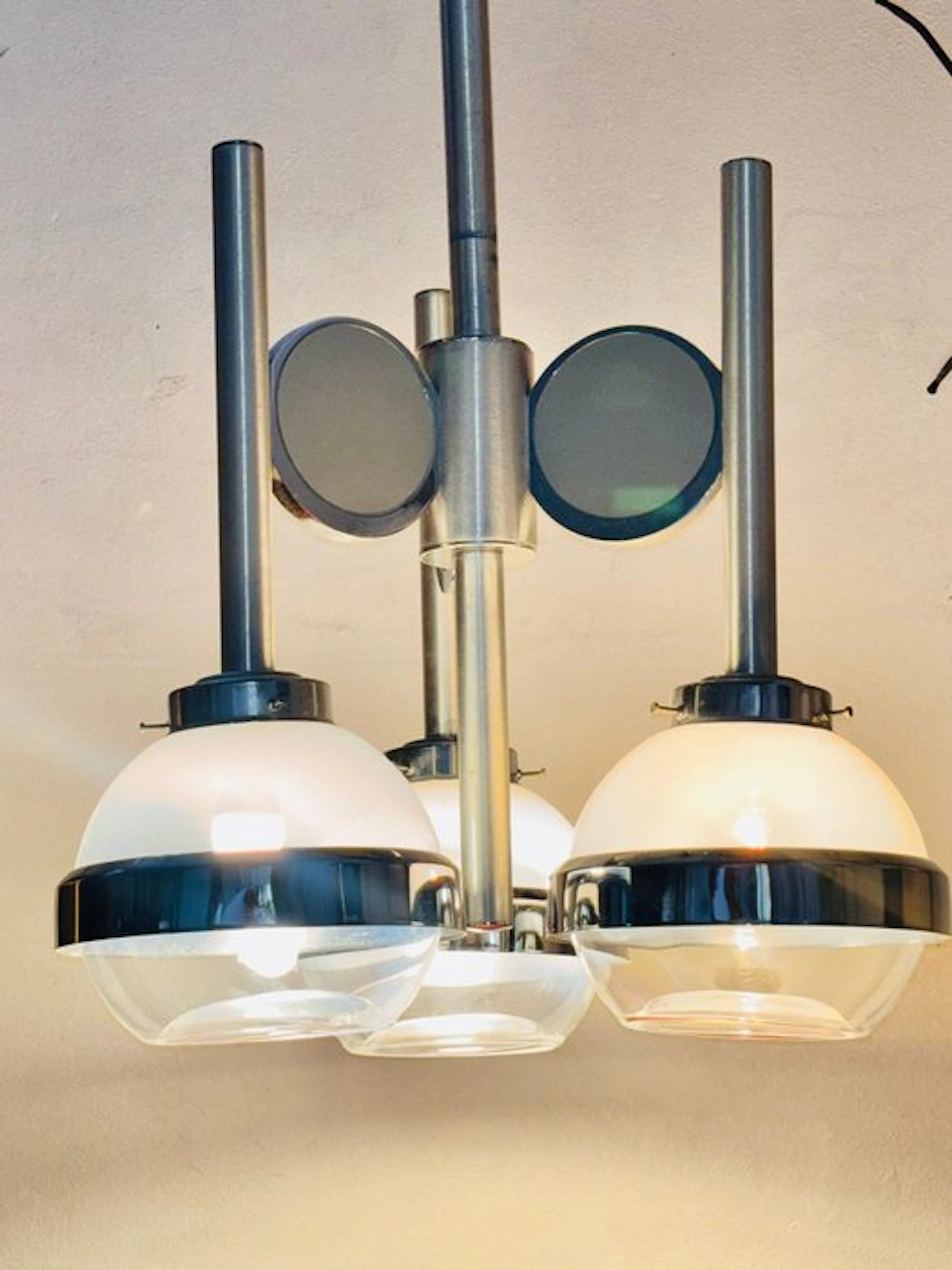 Hanging lamp - Glass, Metal - Vintage chandelier