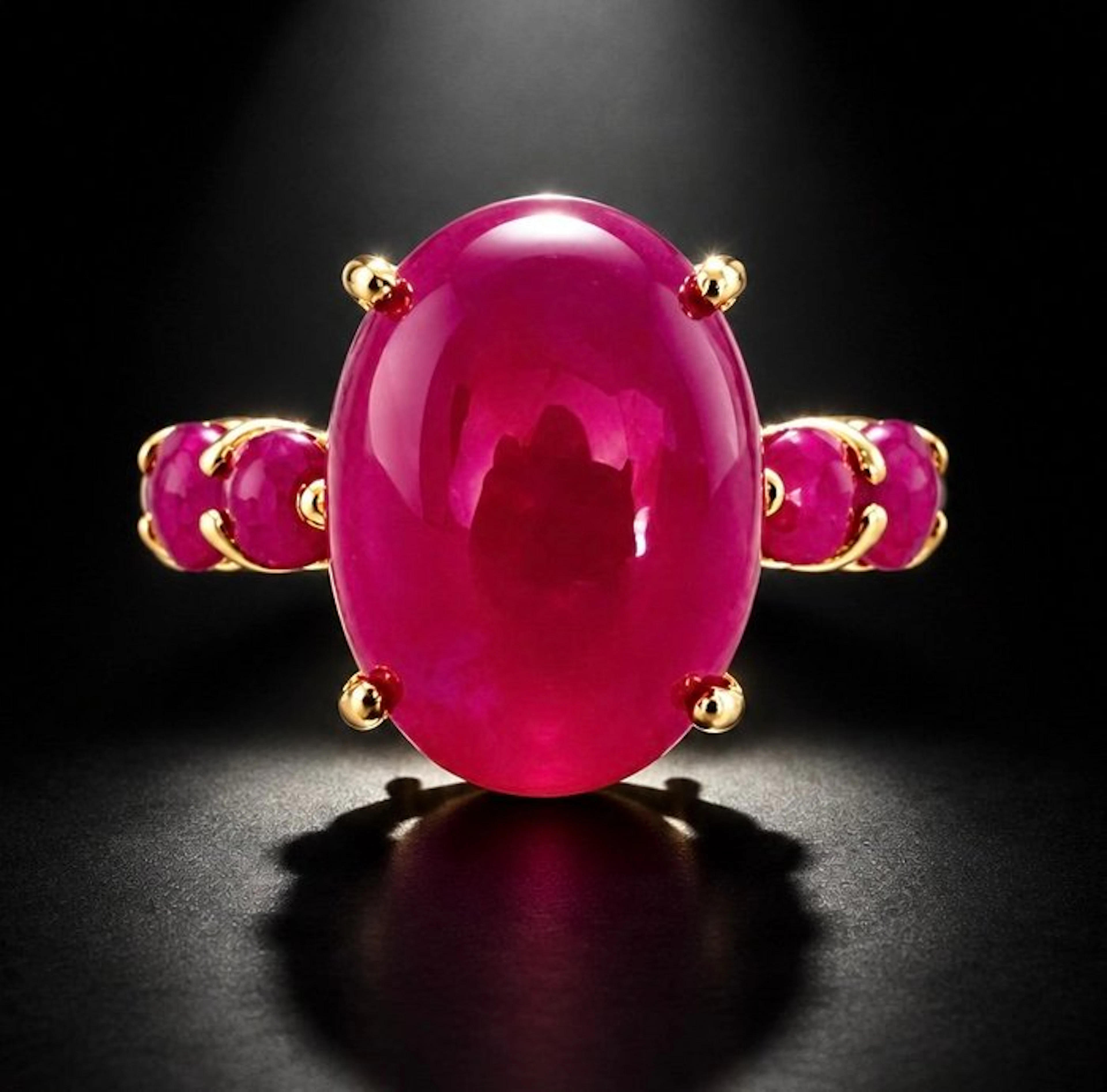 Gold-plated 925 silver - ruby 16 x 23 mm - Ring