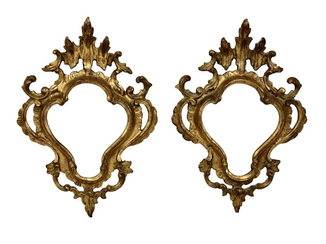 Pair of Greeting Cards in Golden Wood - 37 cm (2) - Antique - Wood - 1850-1900