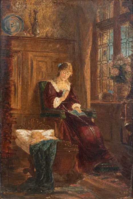Adolphe Weisz (1838–1916), Attributed to - Young Woman in an Interior