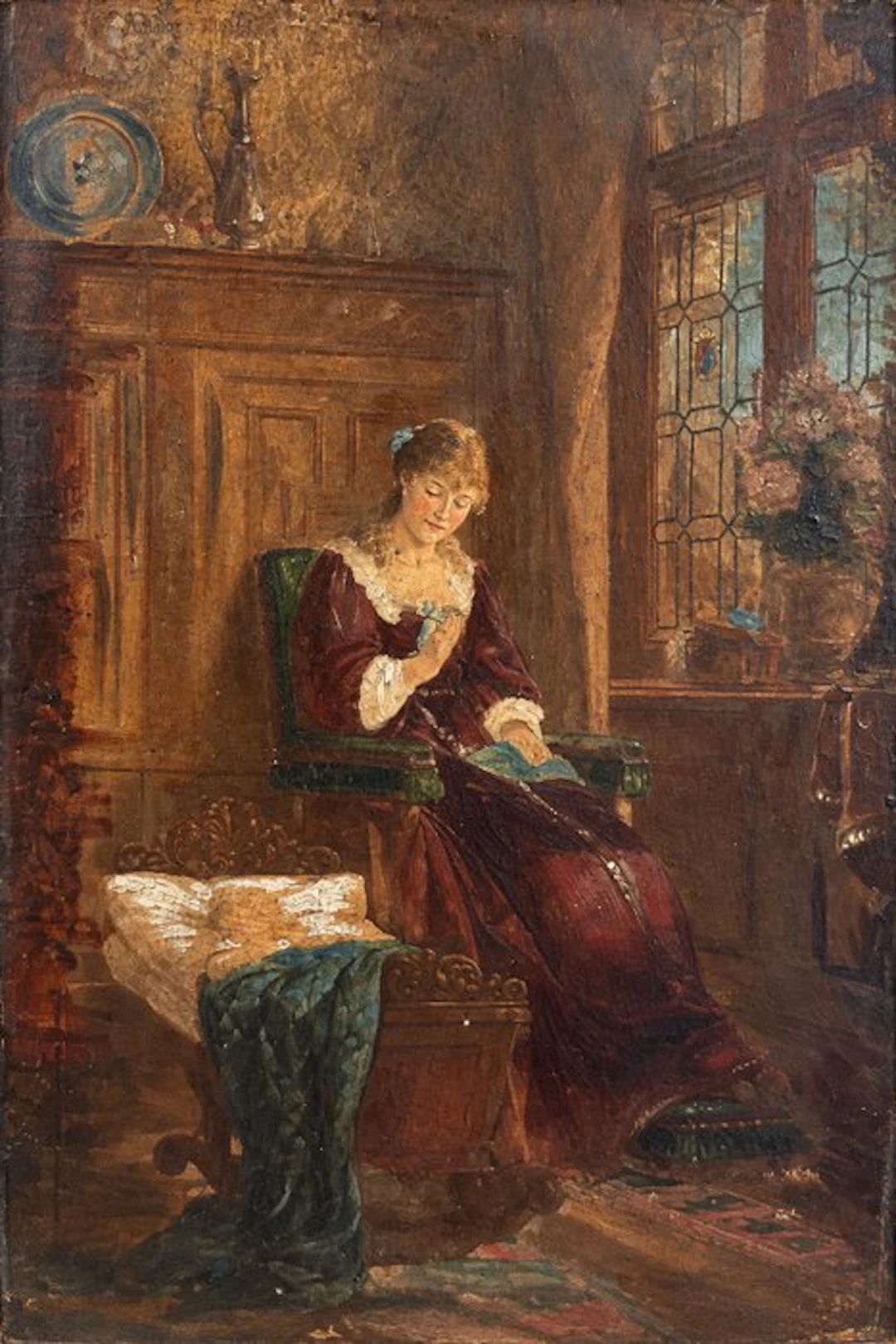 Adolphe Weisz (1838–1916), Attributed to - Young Woman in an Interior