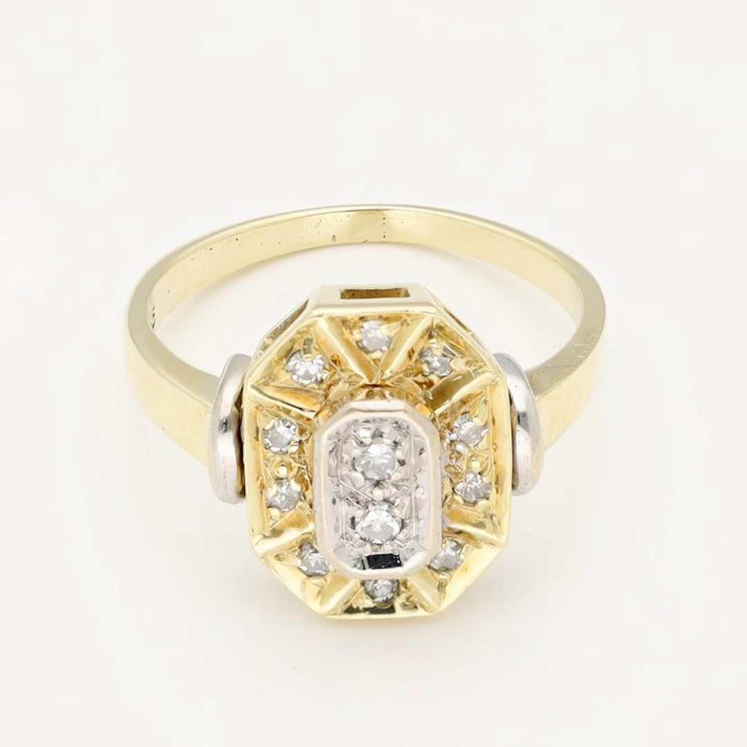 Ring - 14 kt. Yellow gold, White gold Diamond (Natural)