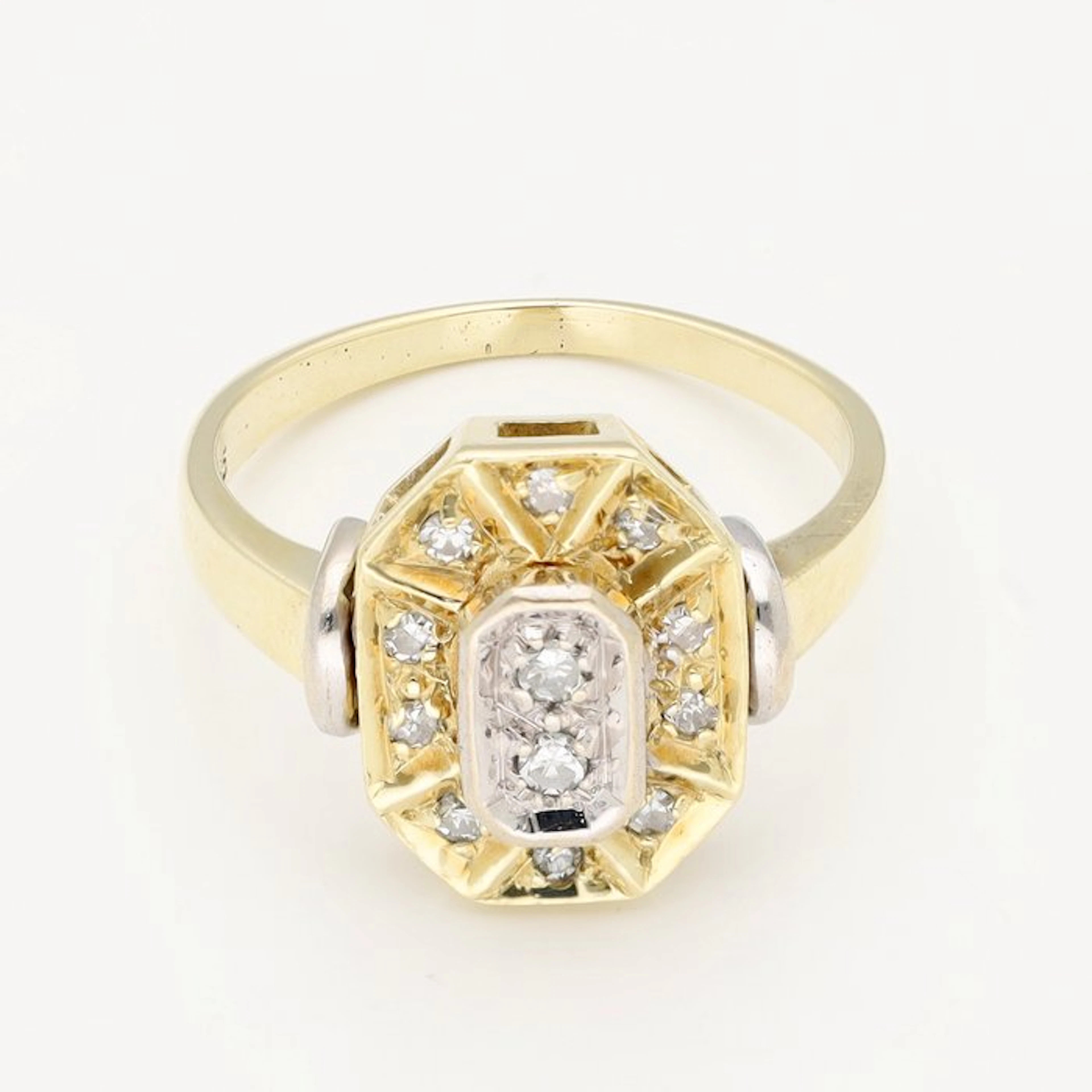 Ring - 14 kt. Yellow gold, White gold Diamond (Natural)