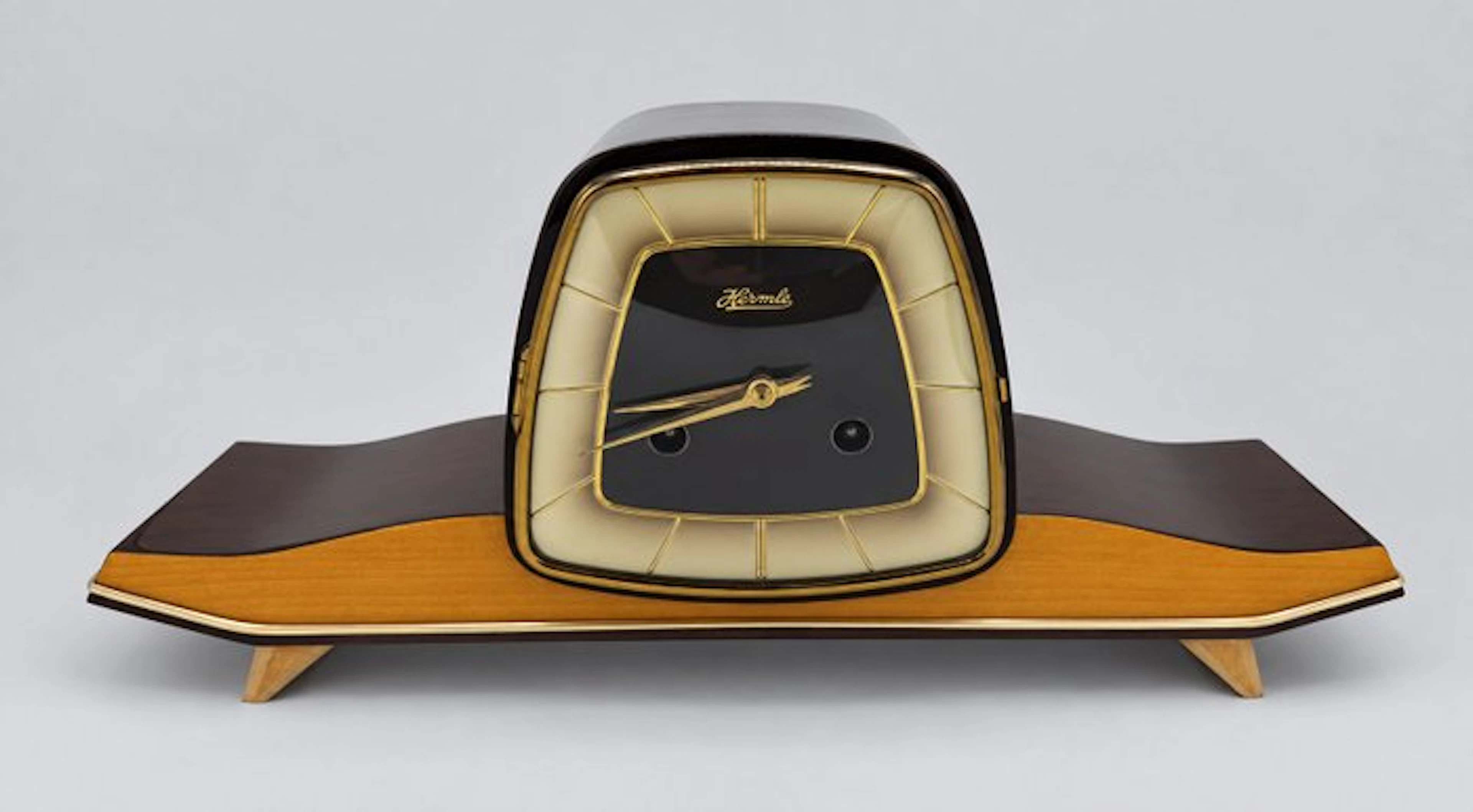 Clock - Wood, Glass, Brass - 1950-1960