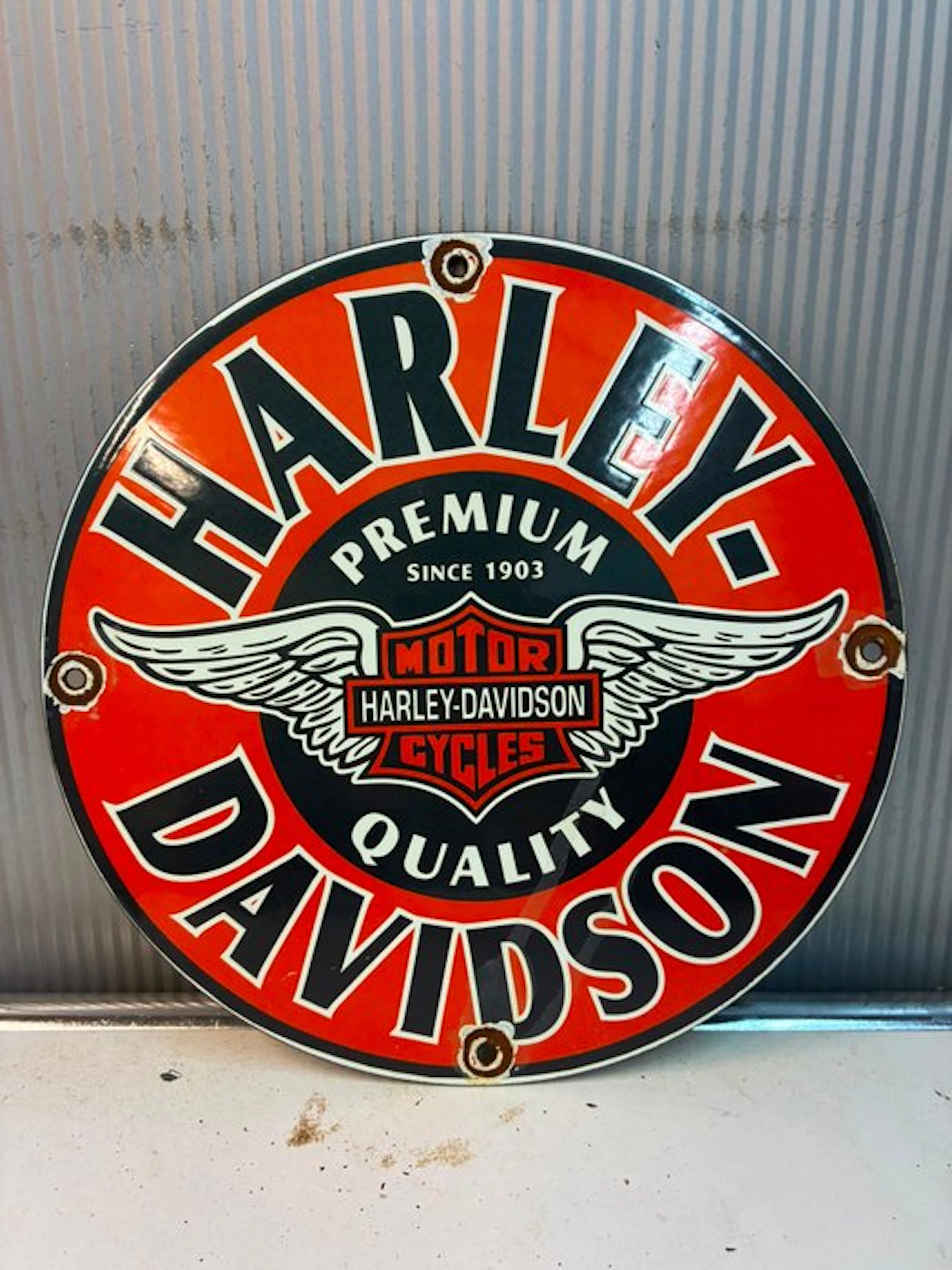 Harley-Davidson Motorcycles – Rond Emaille Reclamebord - Enamel sign - Enamel