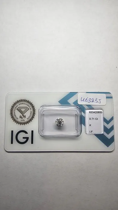 1 pcs Diamond (Natural) - 0.71 ct - Round - K - IF...