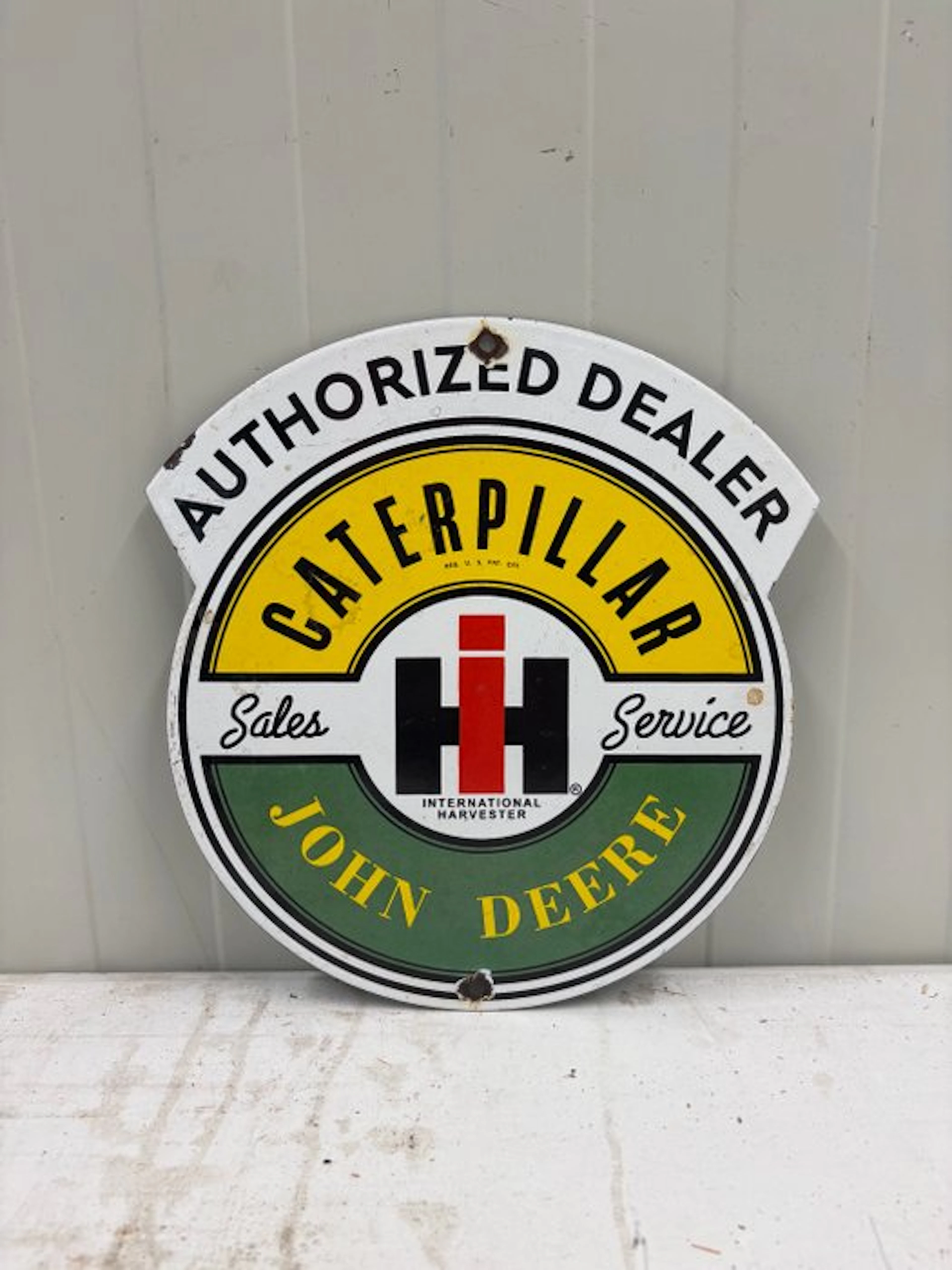 Vintage Caterpillar/John Deere Authorized Dealer enamel...