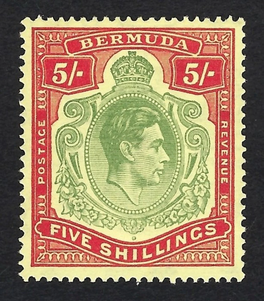 Bermuda 1938 - King George VI 5s bronze and carmine on...