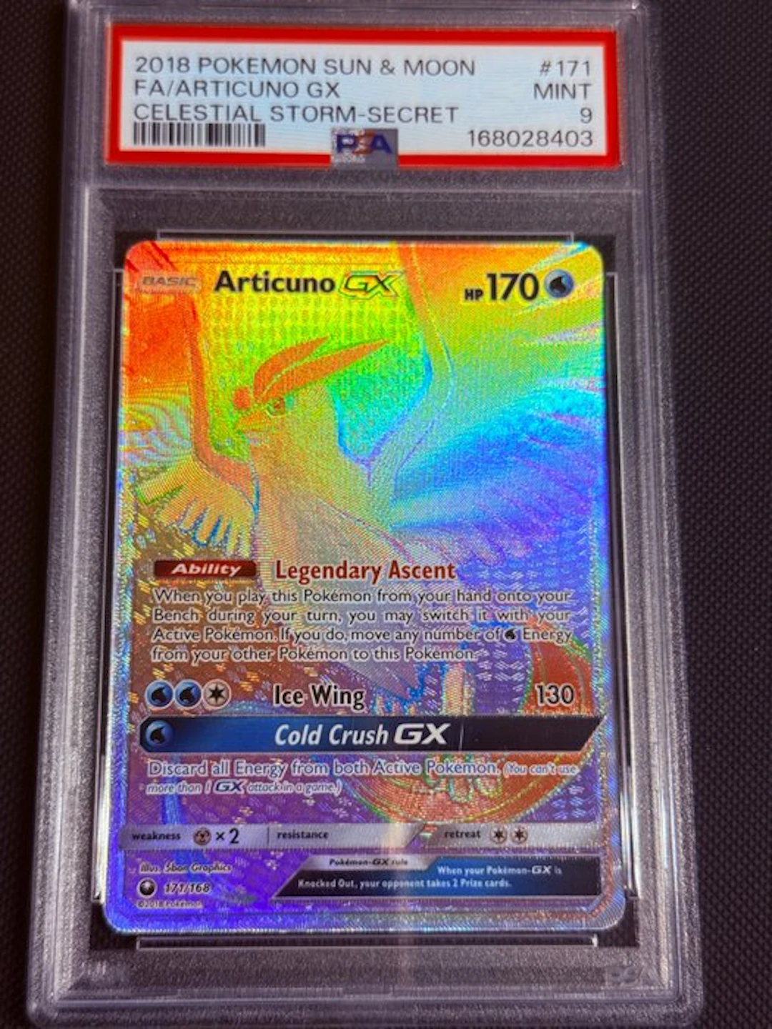 Pokémon Graded card - Articuno GX 171/168 Full art