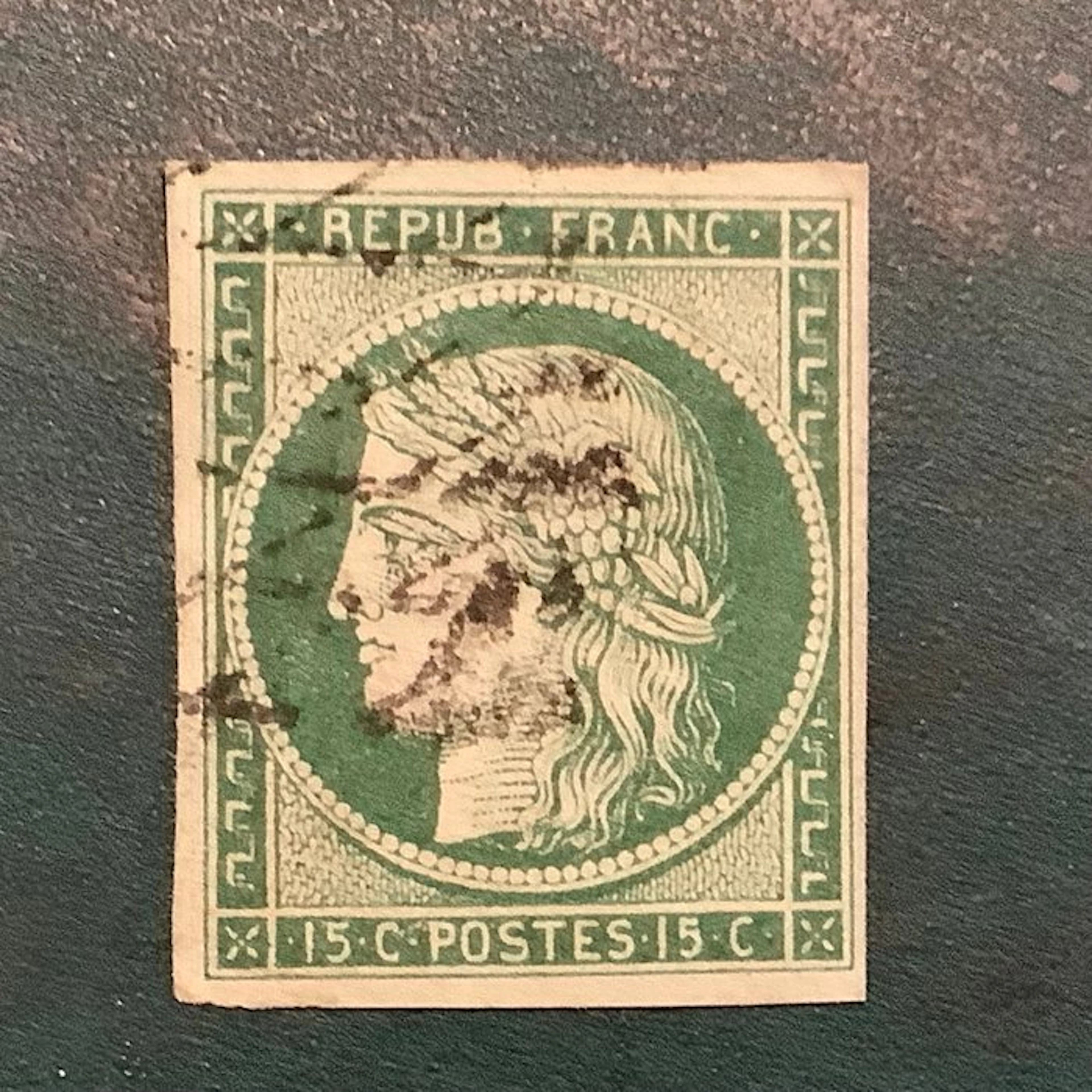 France 1850 - 15-cent Ceres with luxurious margins, approved calves - Yvert 2