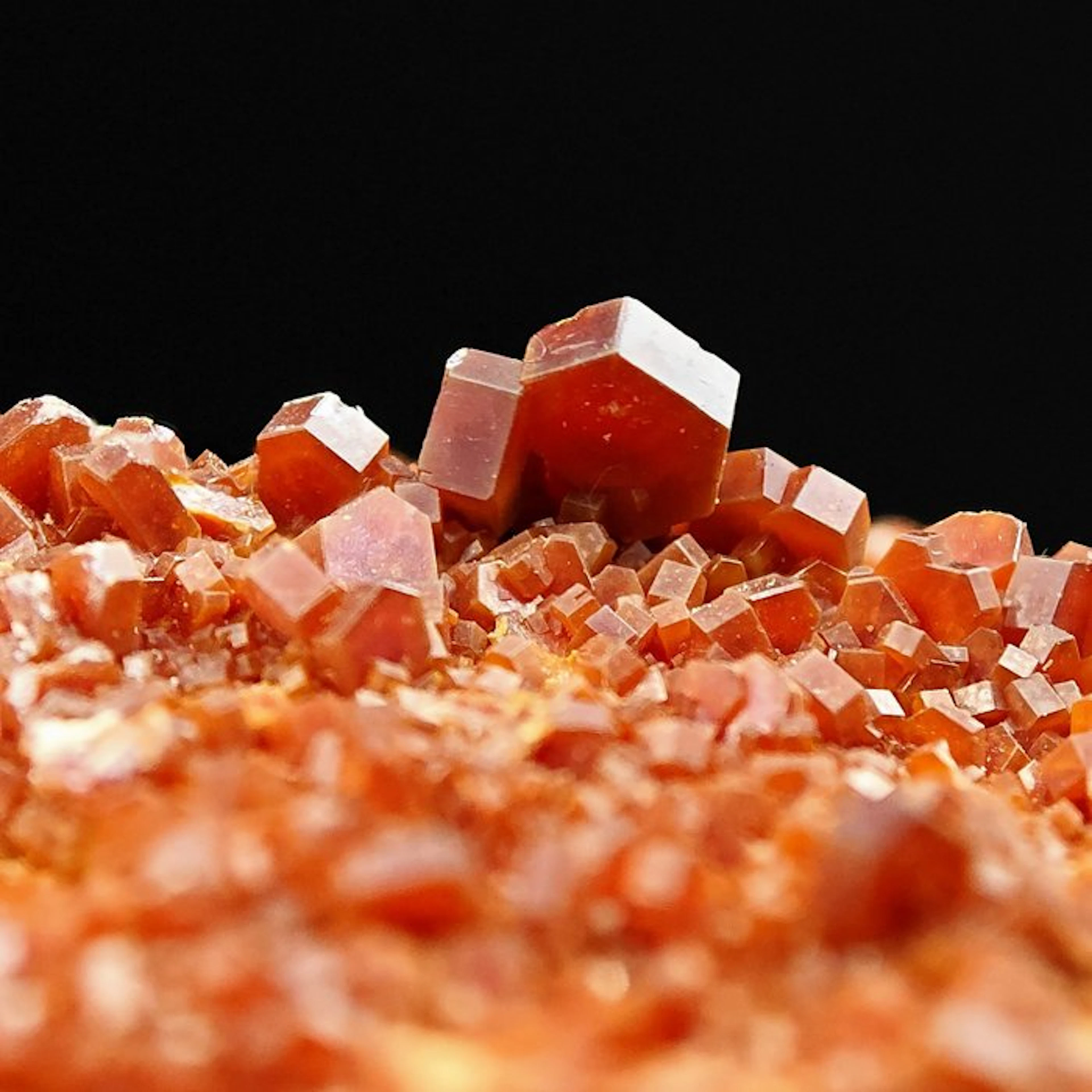 Red hexagonal vanadinite aesthetic