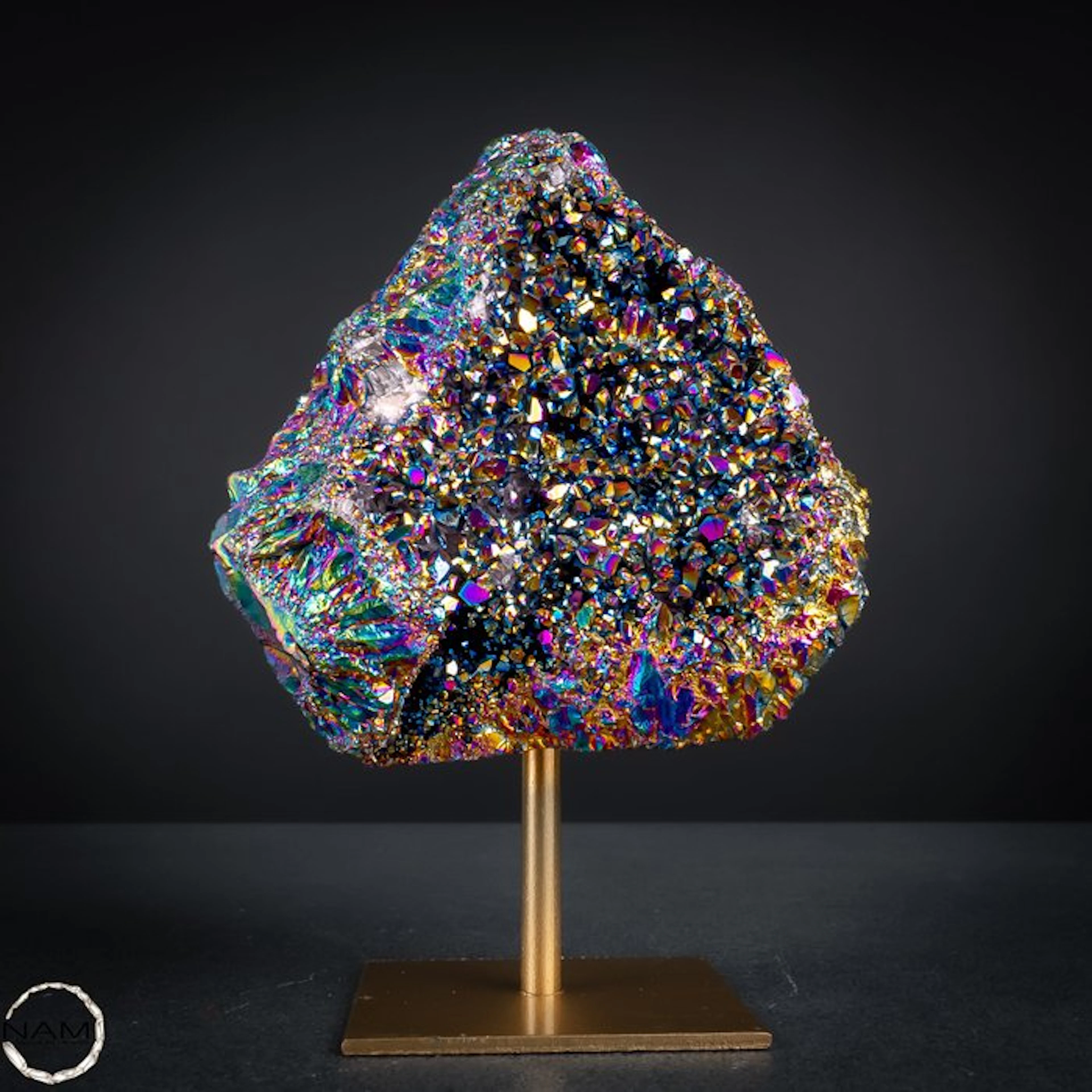Rainbow of Energy – Aura Amethyst on a Stand. Unique- 715.18 g