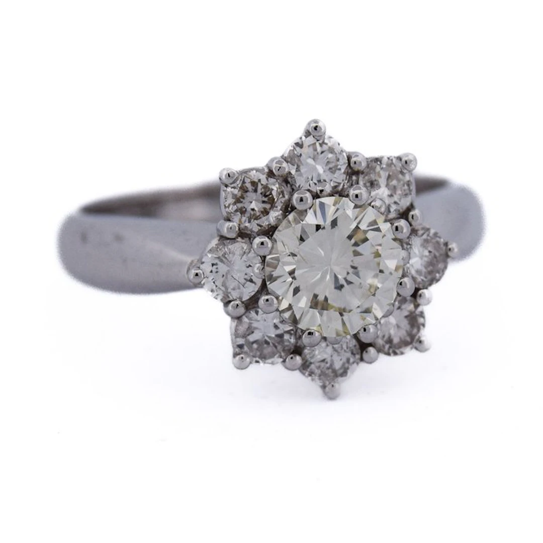 Cocktail ring - 18 kt. White gold - 1.20ct. tw. Diamond (Natural) - Diamond