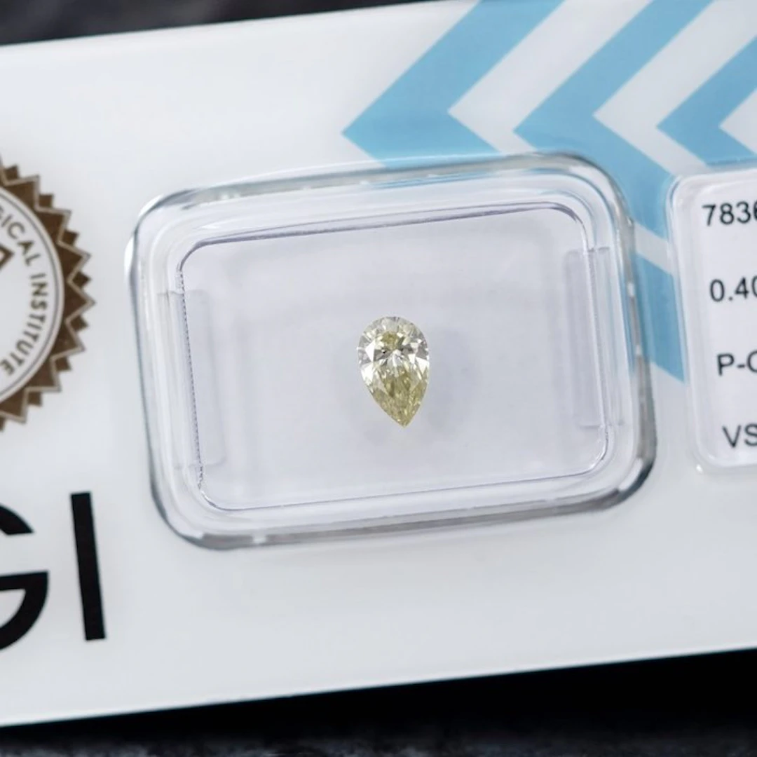 1 pcs Diamond (Natural coloured) - 0.40 ct - Pear - Very...