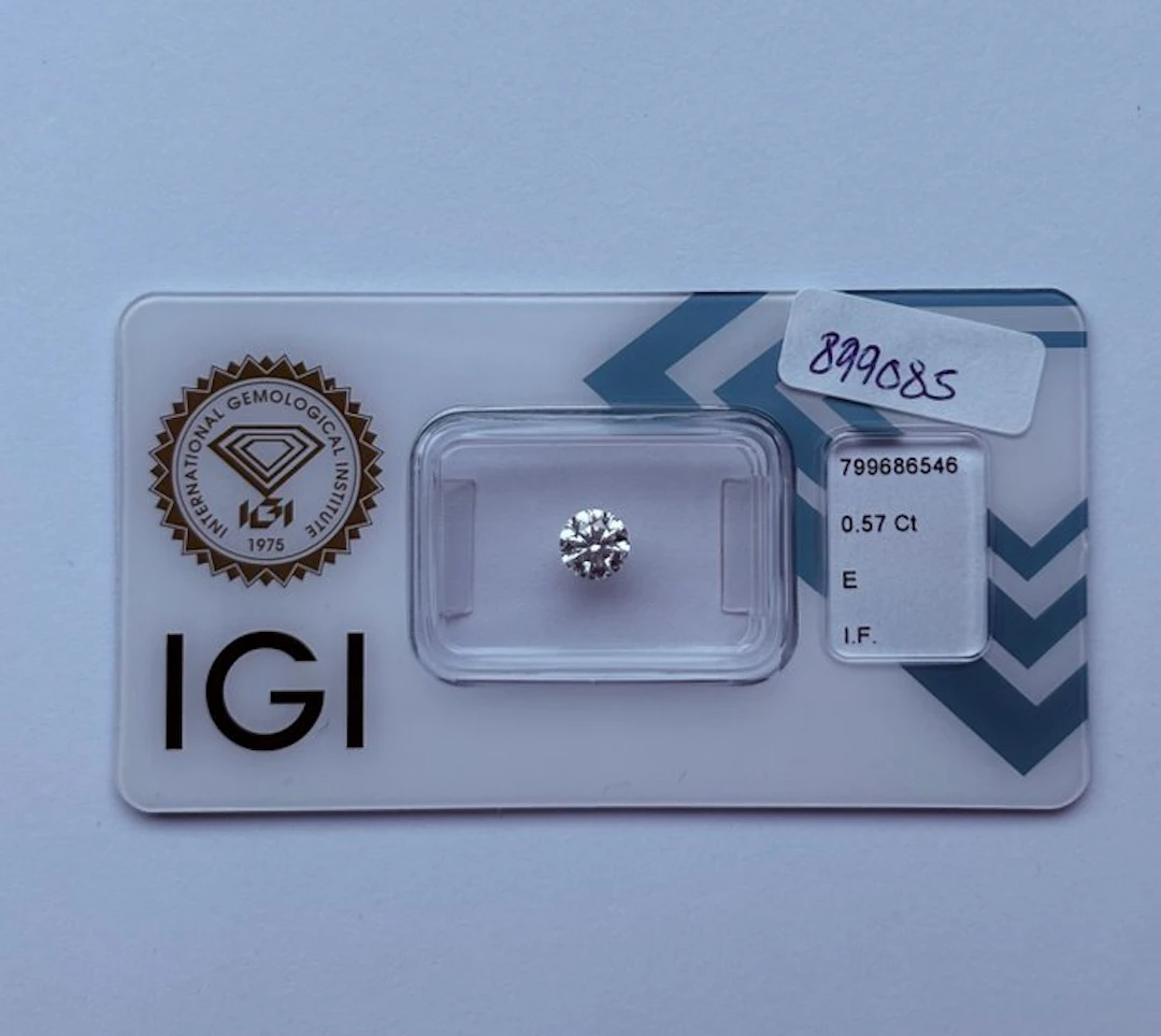 1 pcs Diamond (Natural) - 0.57 ct - Round - E - IF...