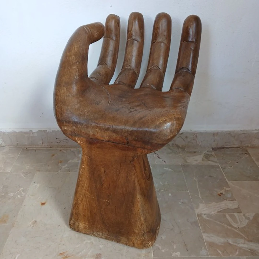 Chair - Wood - Wooden chair in the shape of a hand - style of Pedro Friedeberg
