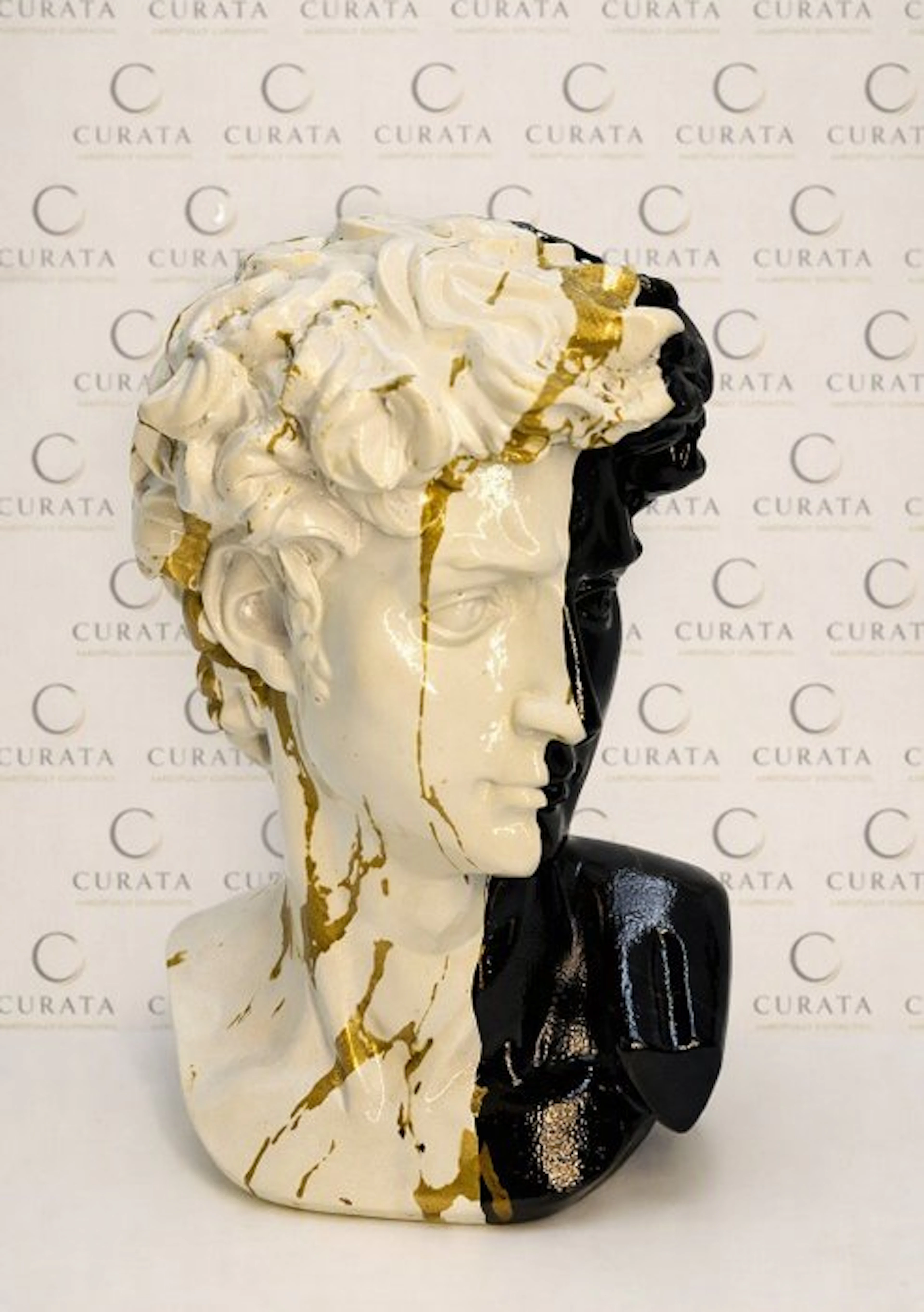 Figurine - Busto del David in Resina Effetto Kintsugi Bicolore - Resin