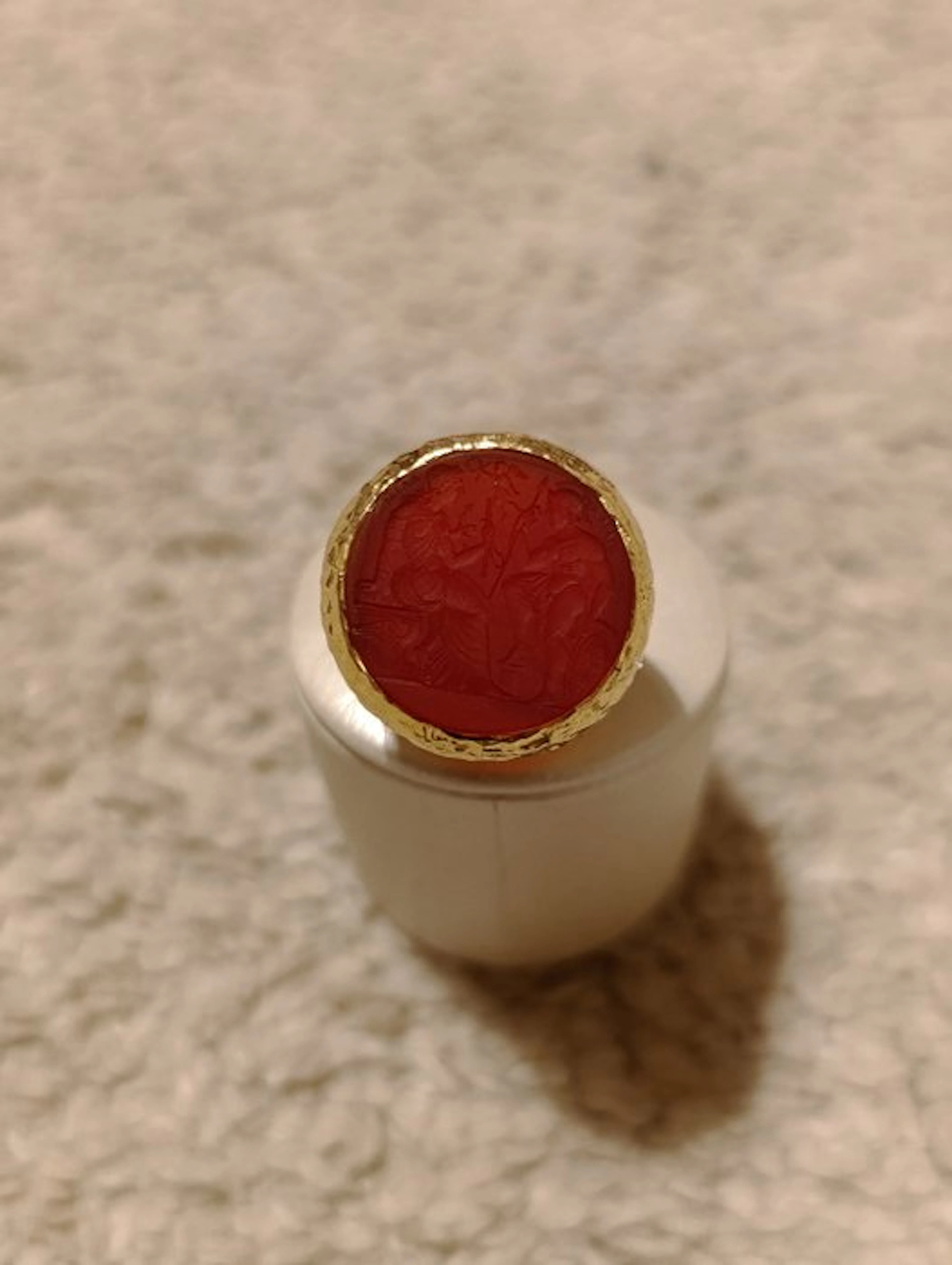 No reserve price - Ring Silver, Carnelian agate - Anello ancient inspiration