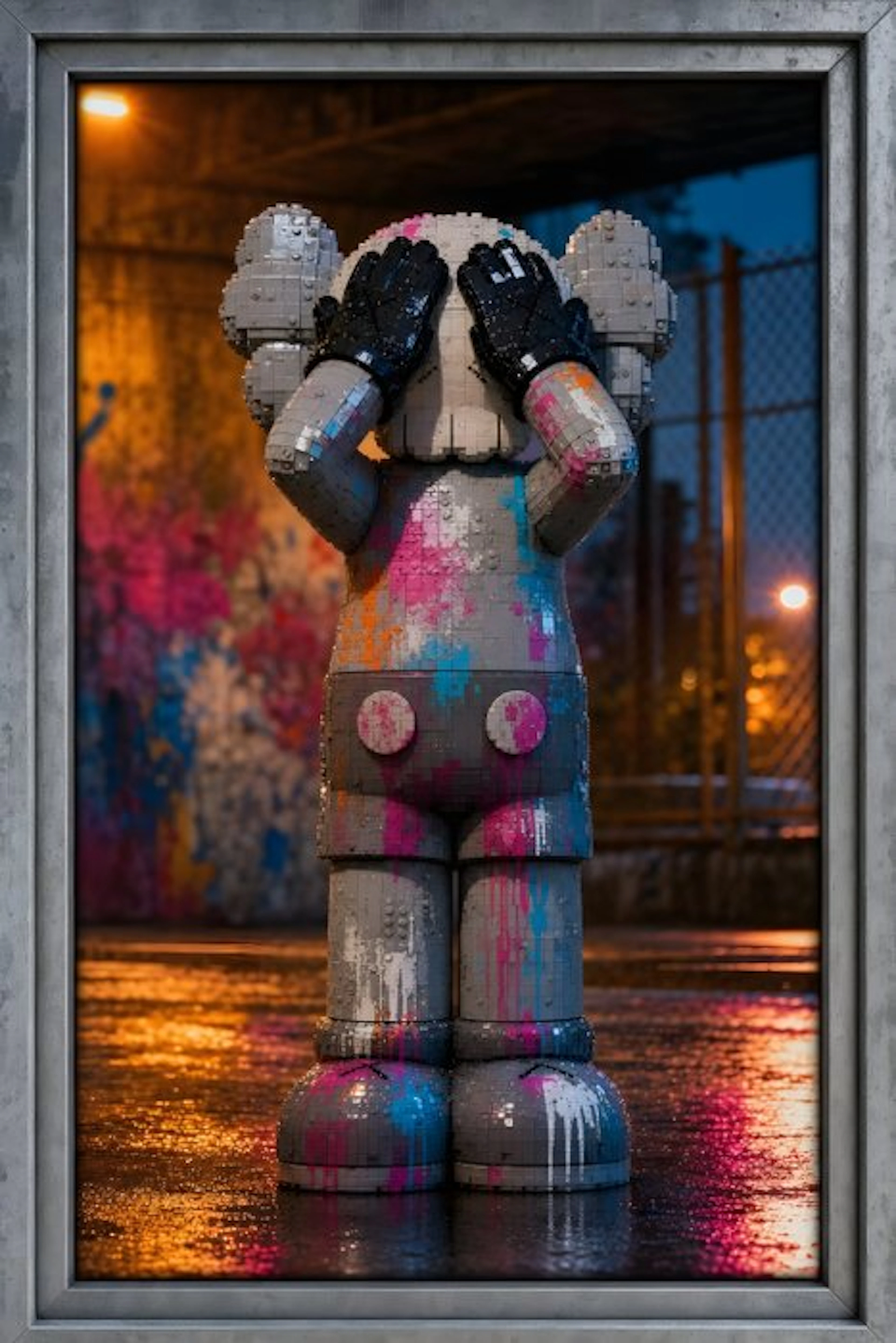 daveY - KAWS LEGO –"Urban Vandal (Neon Splatter)"