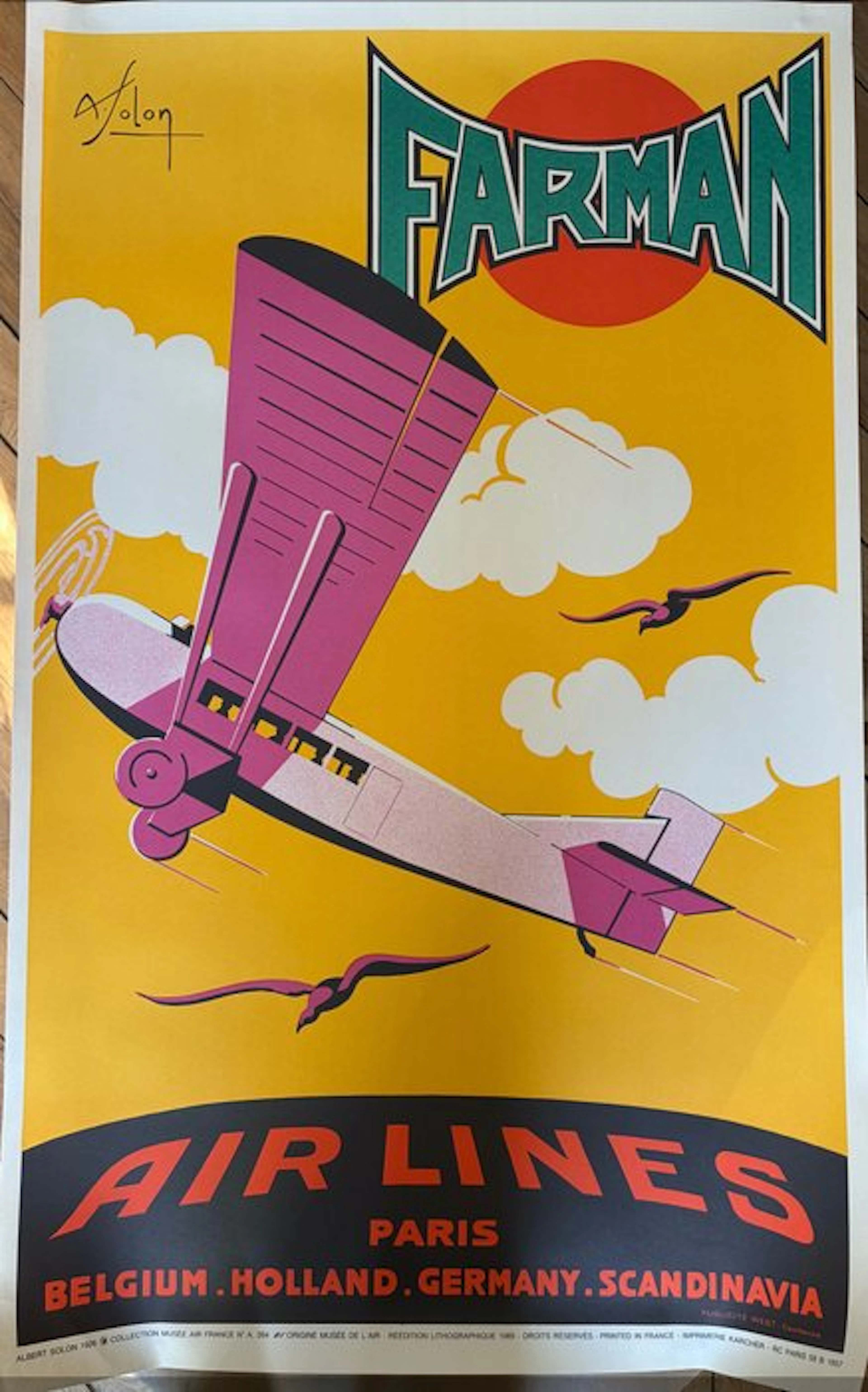 Albert SOLON - Affiche Air France « Farman » - Réédition...