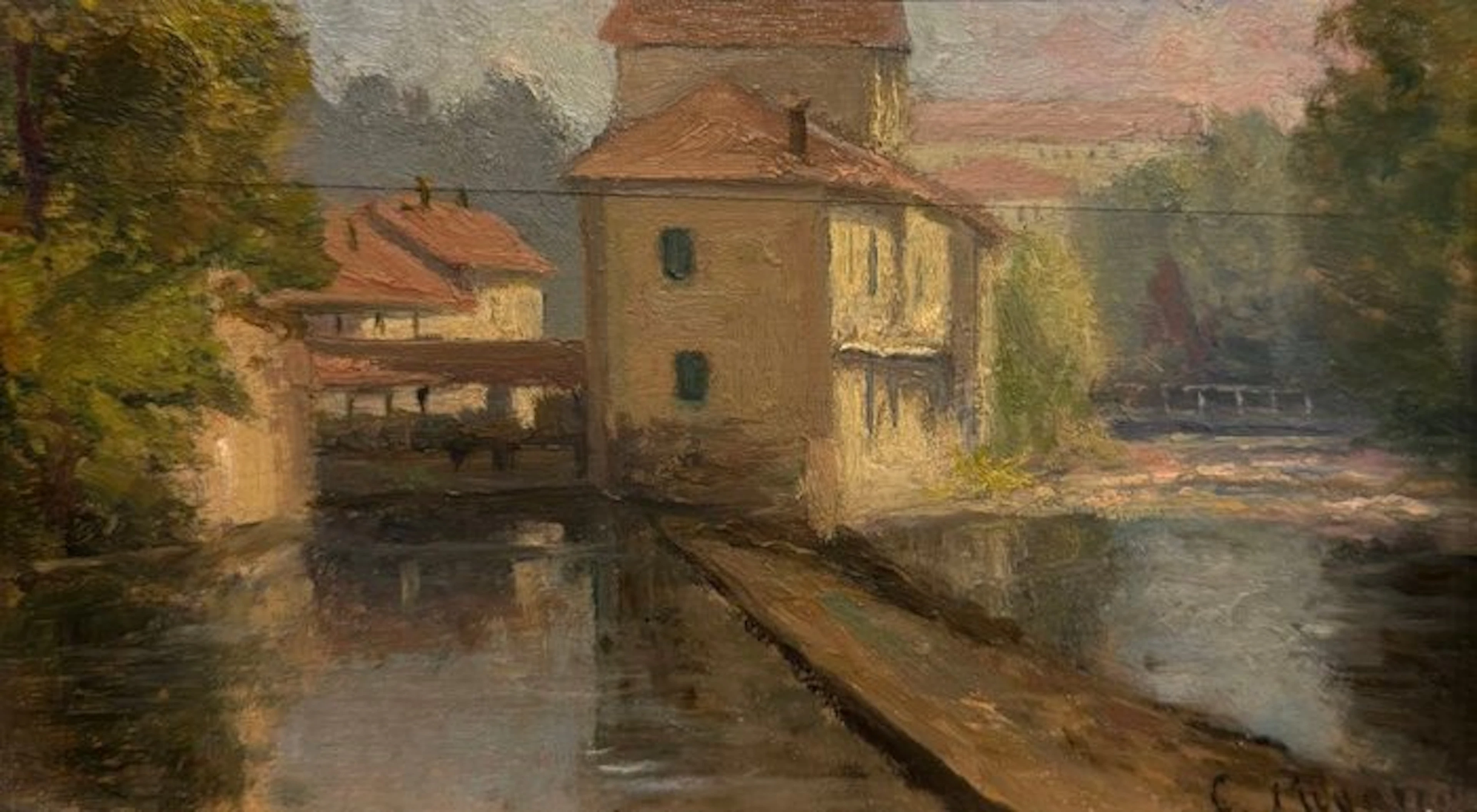 Scuola italiana (XIX-XX) - Scorcio di Casa sul Canale