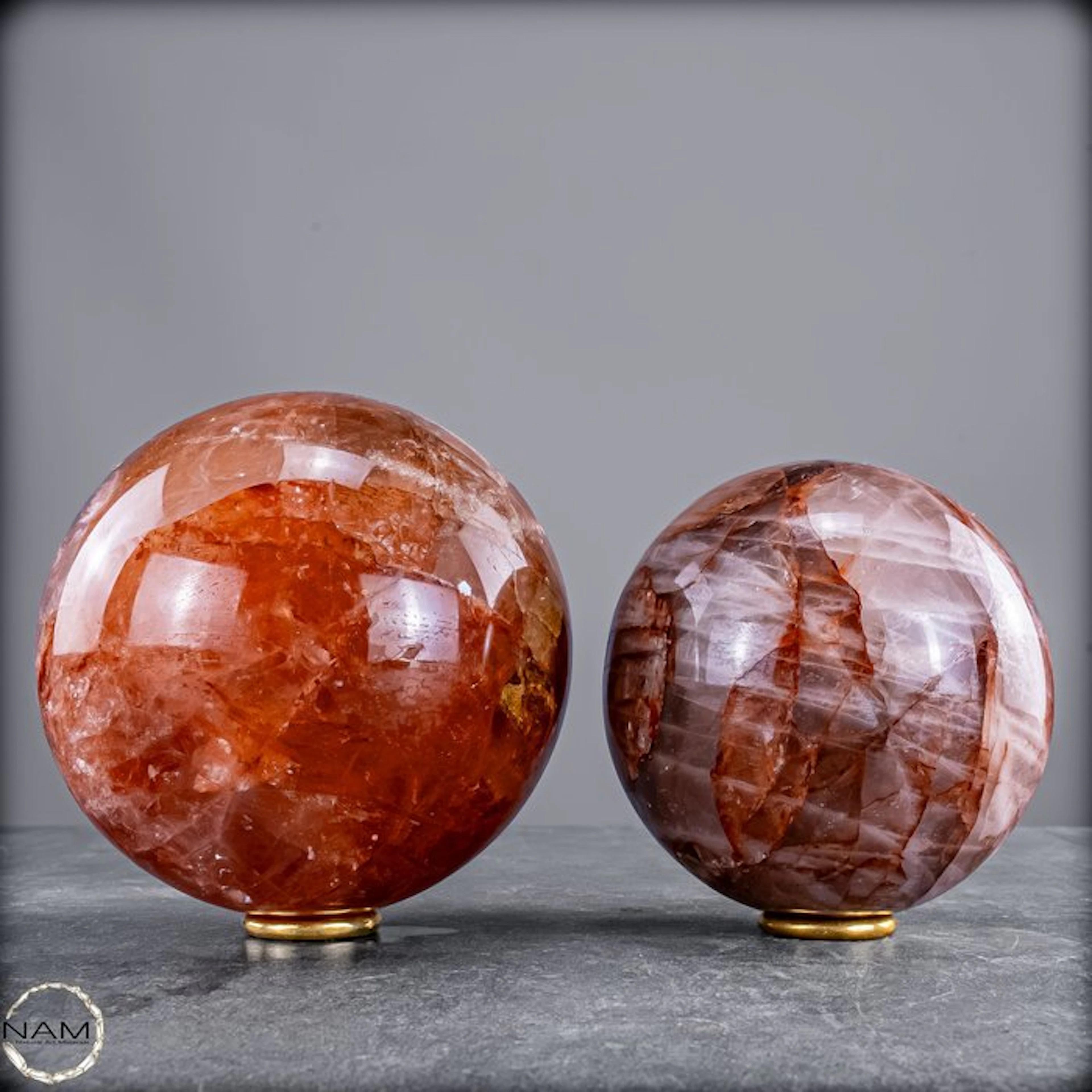 Fire Quartz Ball Set – Vivid red tones & fascinating inclusions- 2547.12