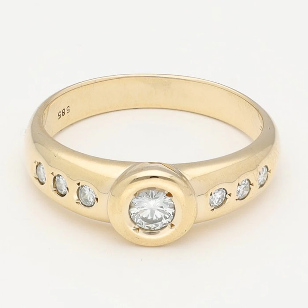 Ring - 14 kt. Yellow gold Diamond (Natural)