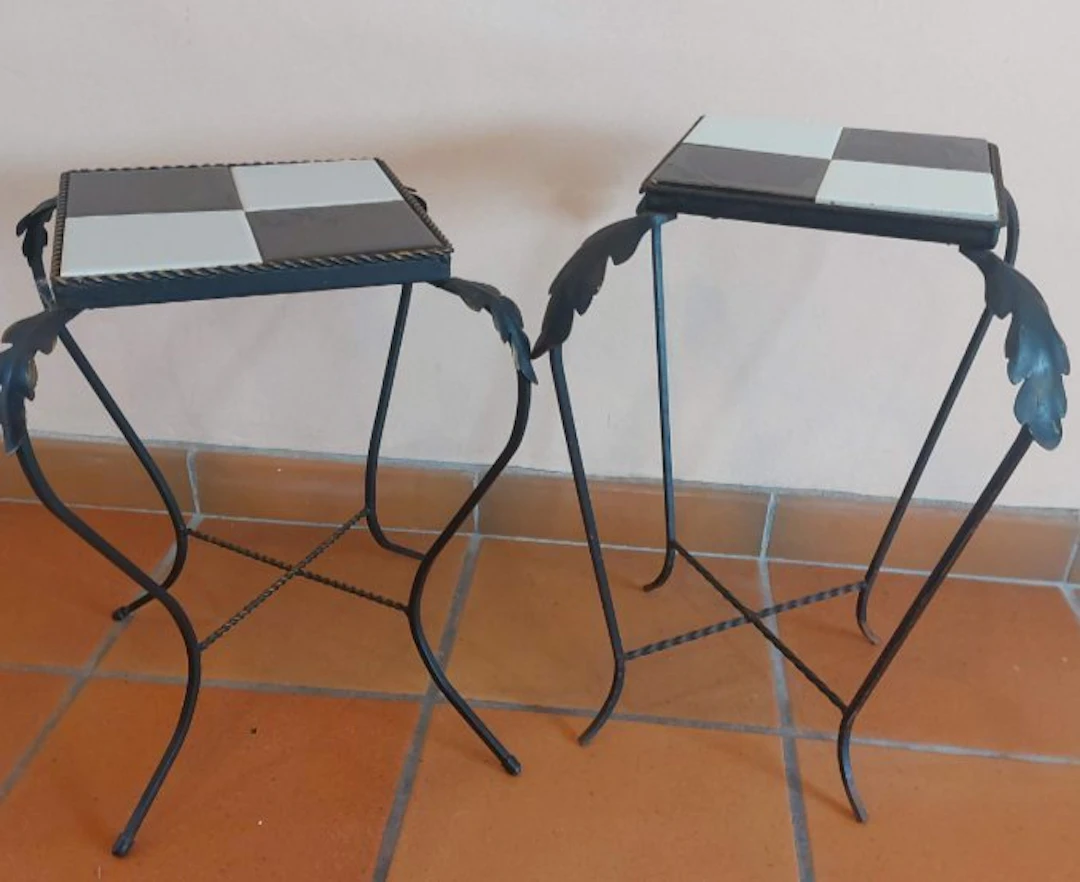 Side table - Wrought iron - A set of two tables.