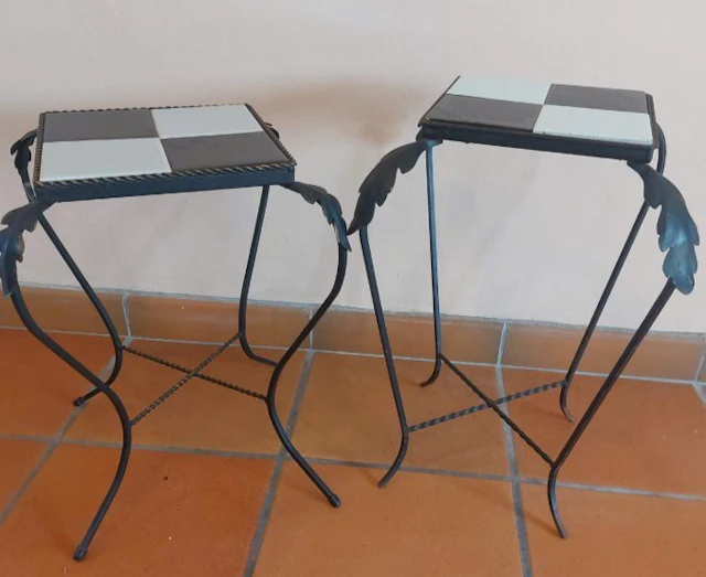 Side table - Wrought iron - A set of two tables.