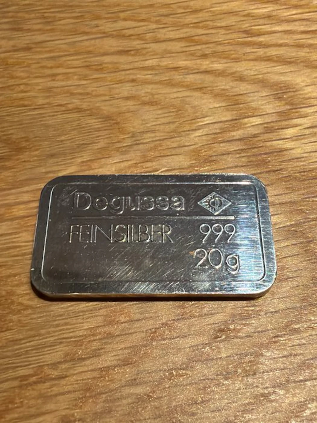 World. Silberbarren Degussa 20g (.999) (No reserve price)