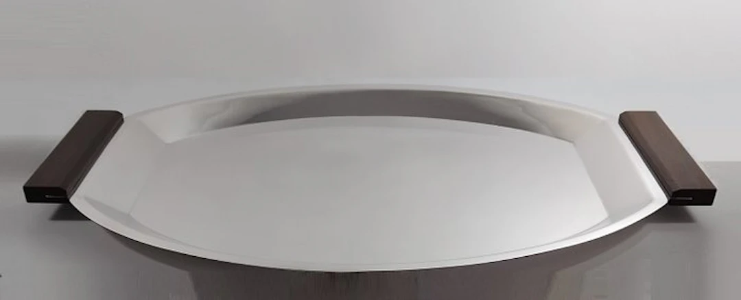 Christofle, (Alfénide) - Serving tray - Silverplated, Wood