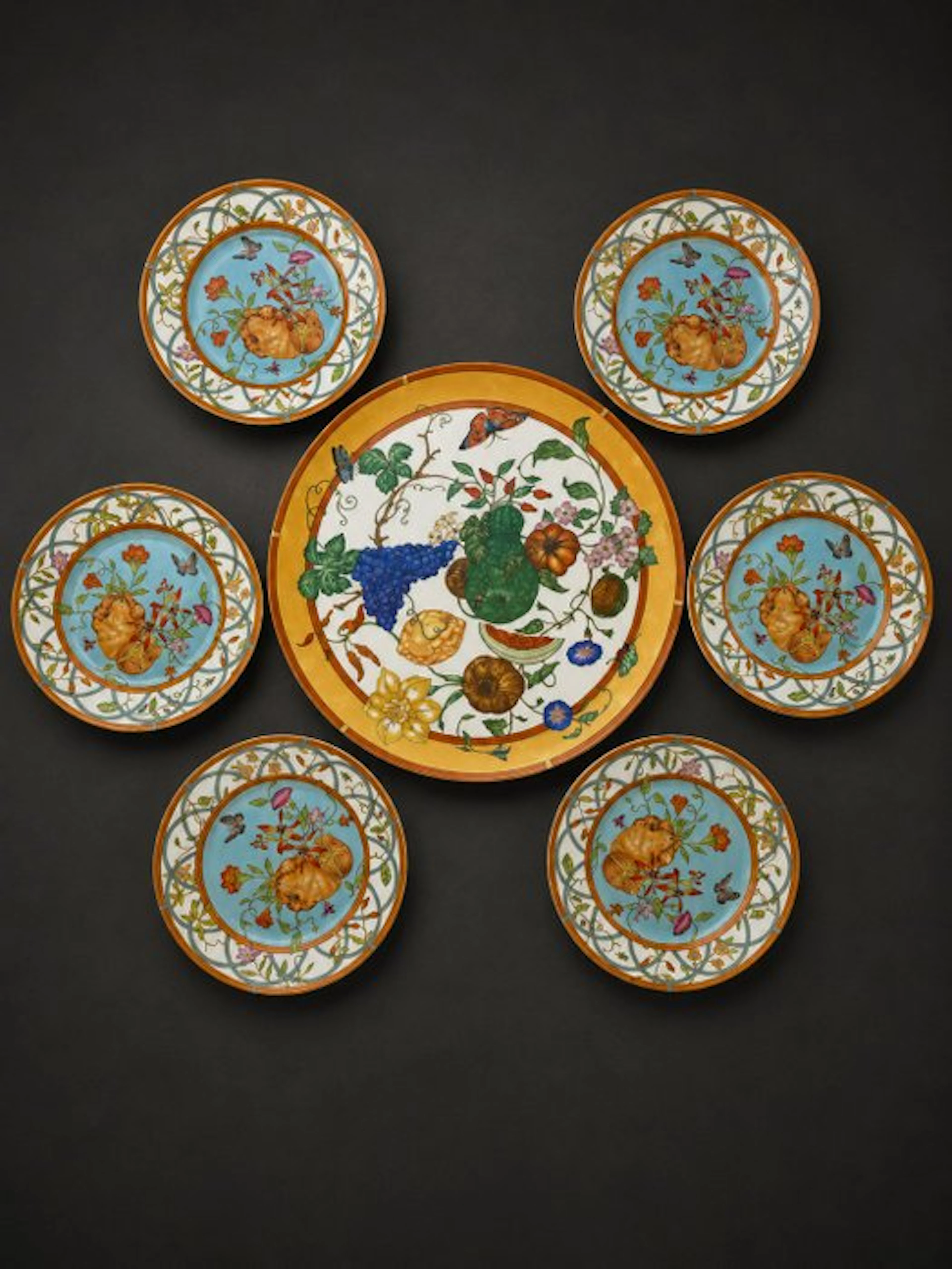 HERMES - Dessert service (7) - Porcelain - La Siesta Collection